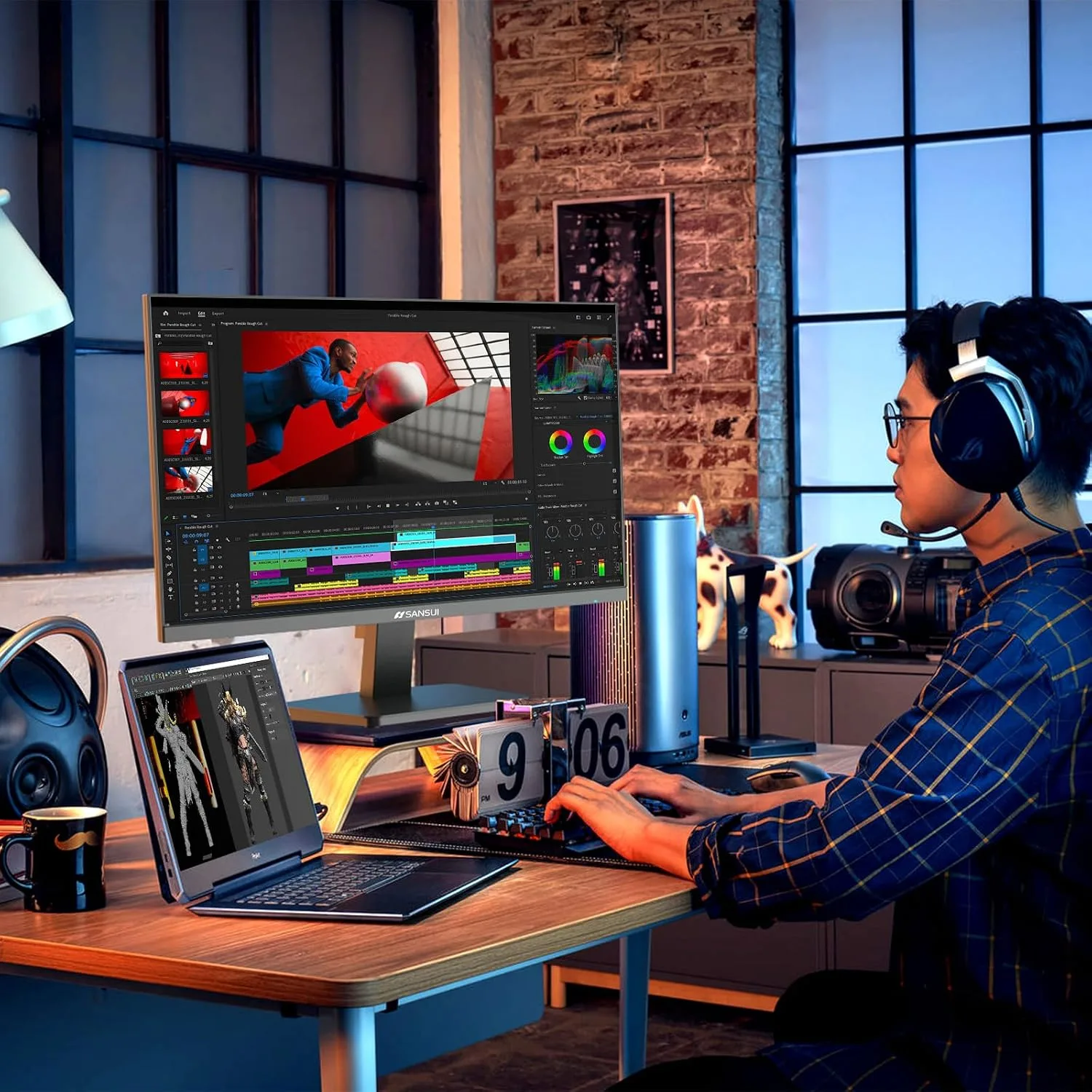 SANSUI Monitor 24 inch 100Hz Computer Monitor丨FHD 1080P PC Monitor丨HDMI丨FreeSync丨HDR丨Earphone Jack丨 Ergonomic Tilt for Home and Office