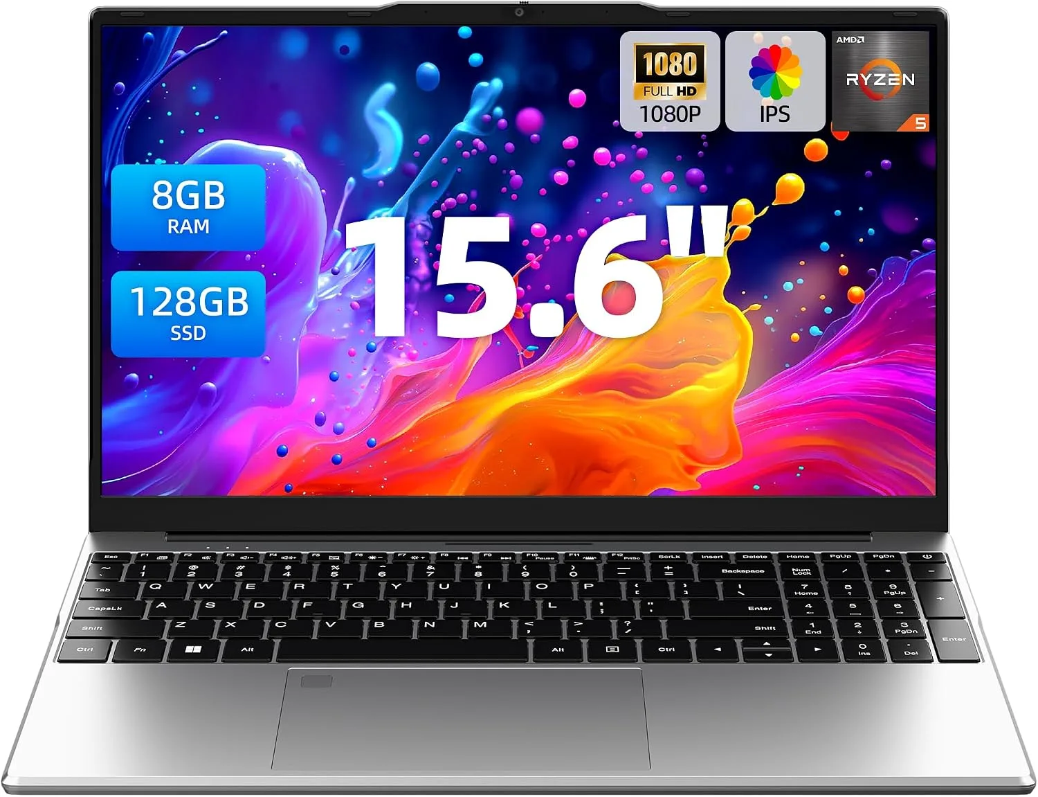 Aurant 15.6 Inch Laptops, AMD Ryzen R5, 8GB RAM, 128GB SSD, Win11 Home
