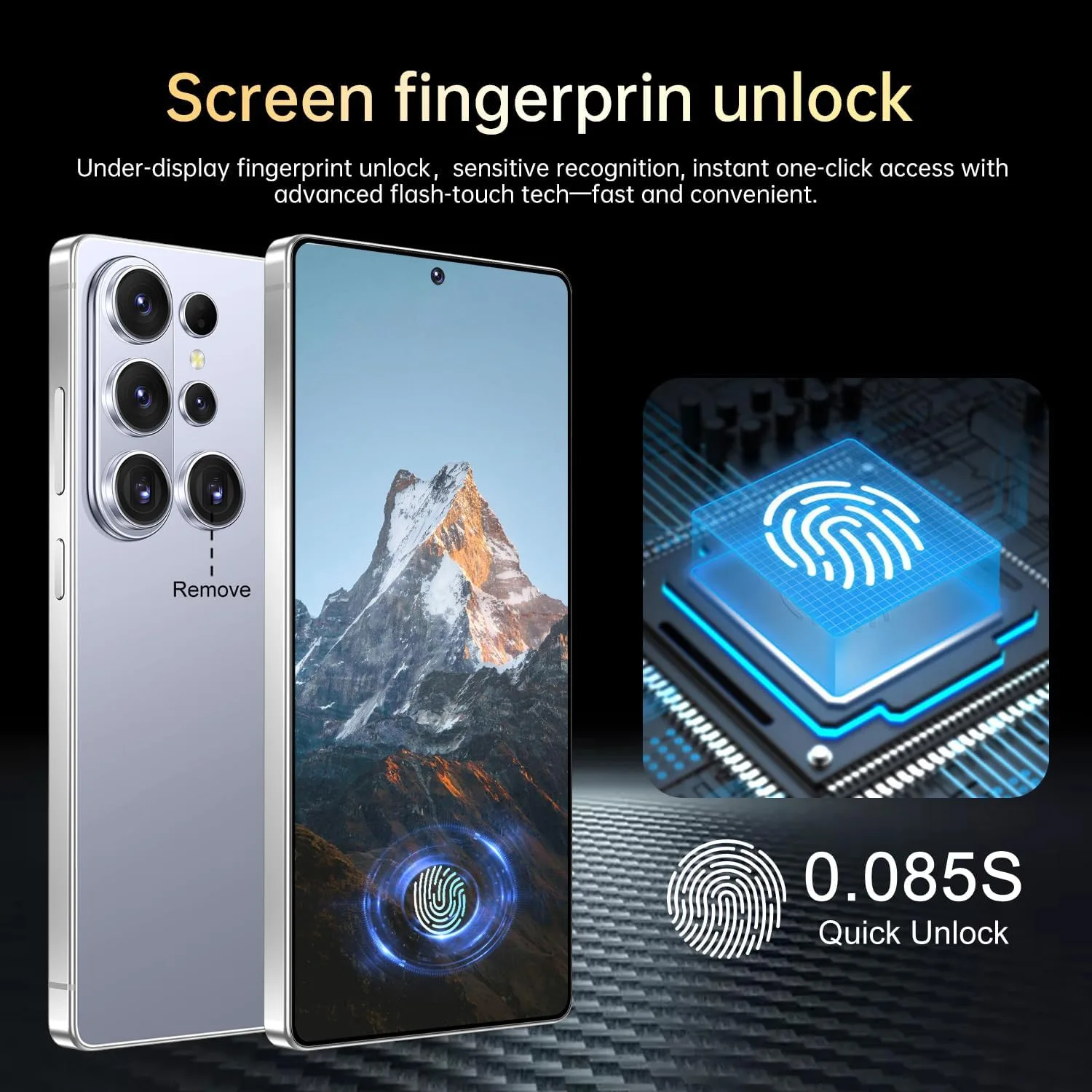 Huness 26 Ultra Unlocked Cell Phone,Built in Pen,16+1TB Unlocked Phone, Android 15 Battery 7000mAh 6.99" HD Screen Smartphone, 5G/Face ID/Fingerprint Lock/Dual SIM/GPS (Silver Blue)