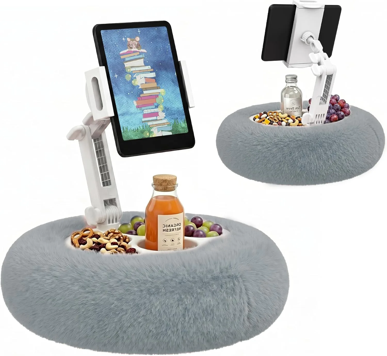 Soporte para tablet y Kindle Homemount con base almohadón y bandeja para snacks Gris