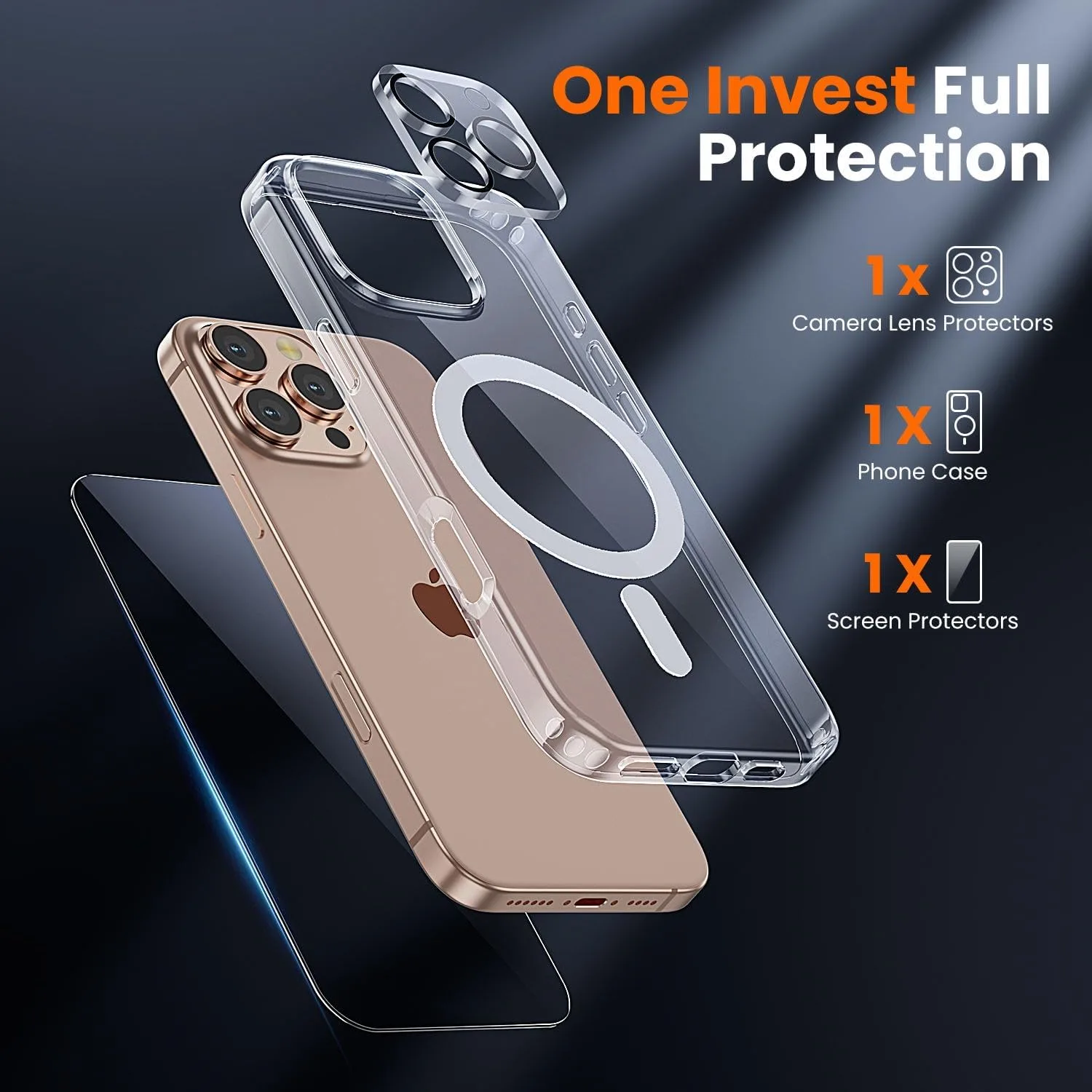 toushion 3 in 1 for iPhone 16 Pro Case Clear