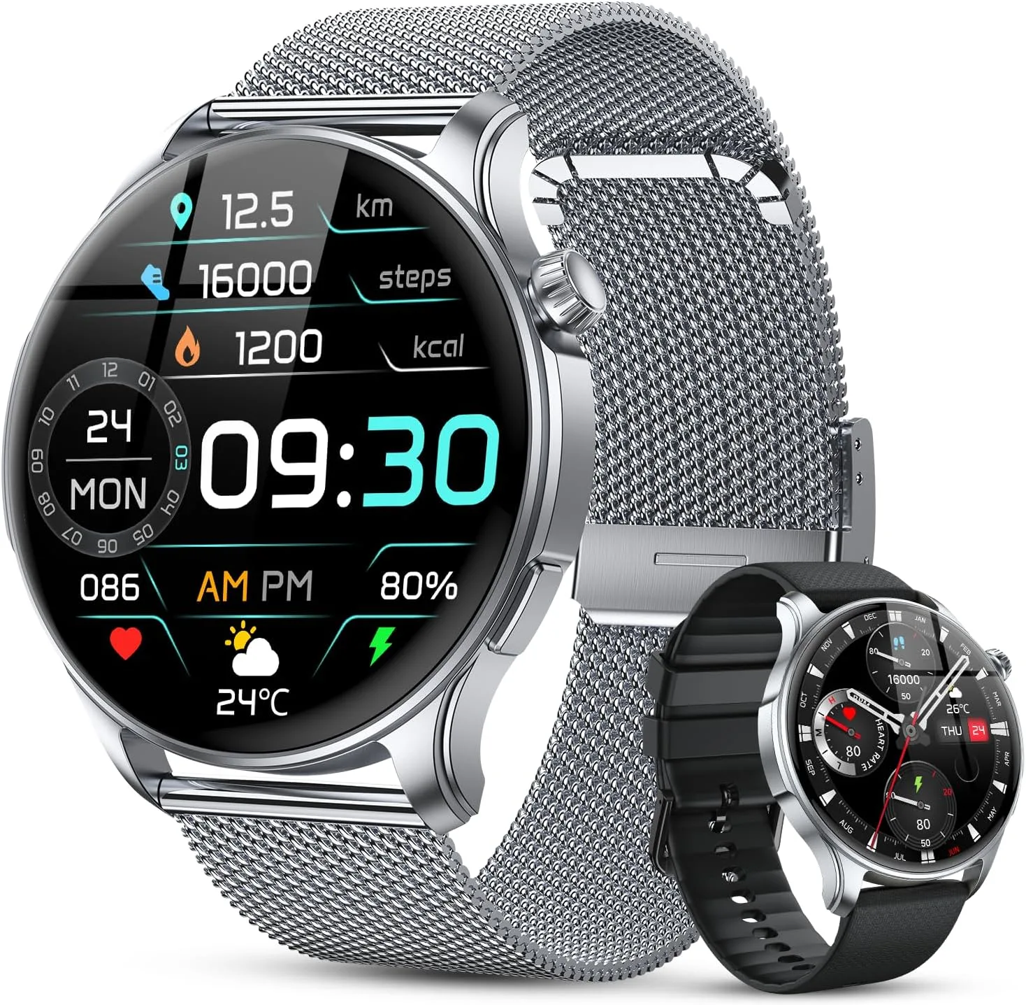 Smart Watch for Men Women Fitness: Make Answer Call Running Digital Mens Watches Waterproof Smartwatch Android Phone iPhone Samsung Compatible Heart Rate Sleep Monitor