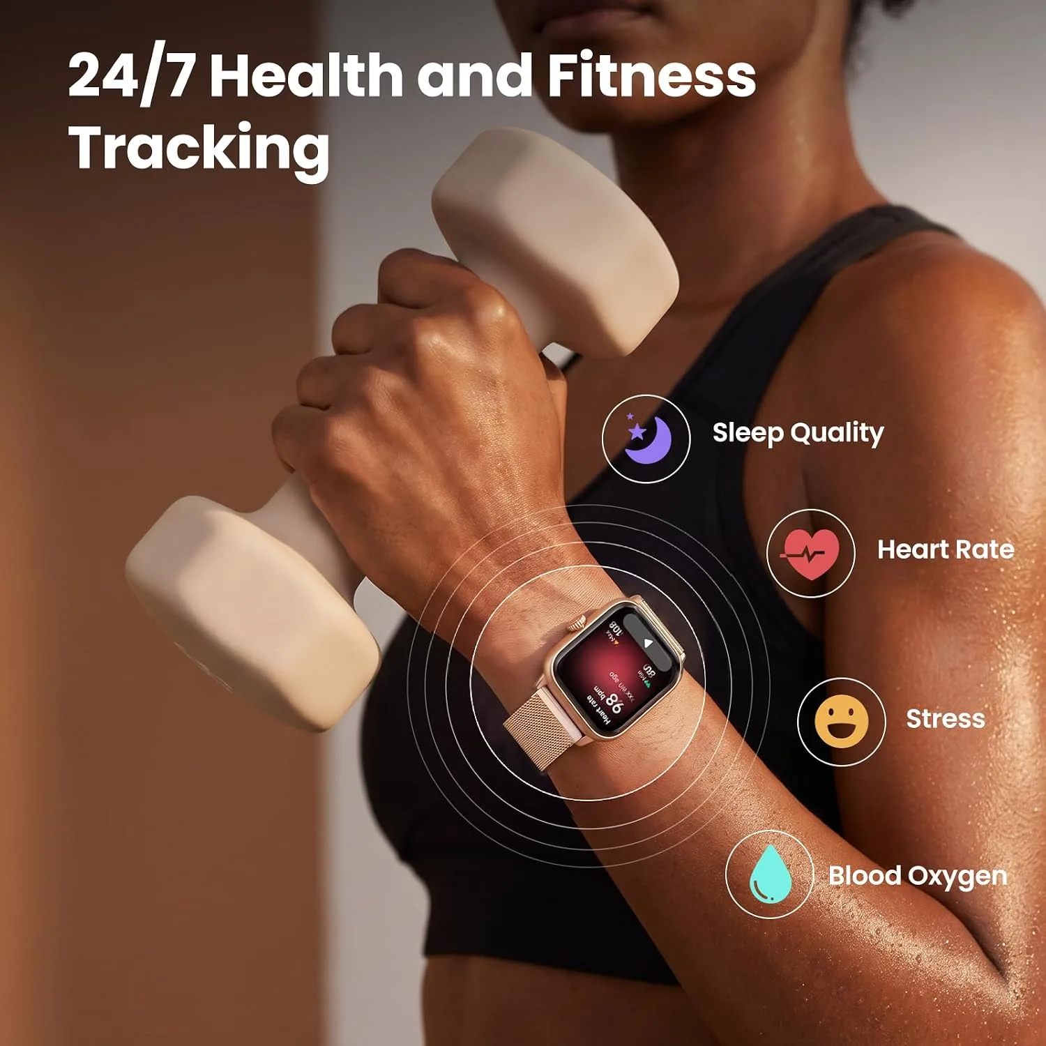 Smart Watch for Women, Health and Fitness Watch for iPhone/Android, Make Call and Message Notice, 24/7 Heart Rate/Sleep/SpO2 Tracker, 1.85" HD Smartwatch with 120 Sport Modes, IP68 Waterproof