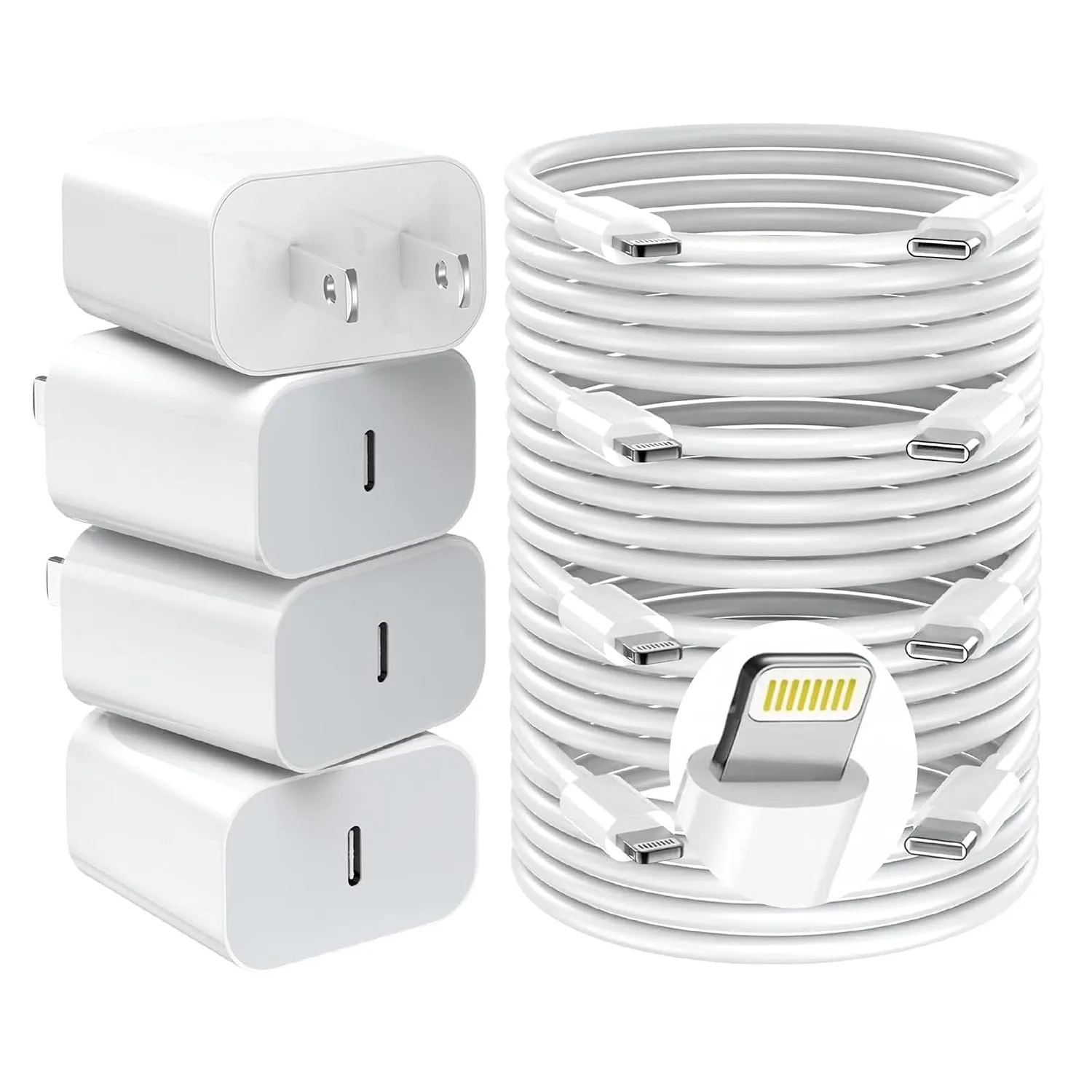 iPhone Charger Fast Charger,USB C Charger 4 Pack, 6FT Lightning Cable
