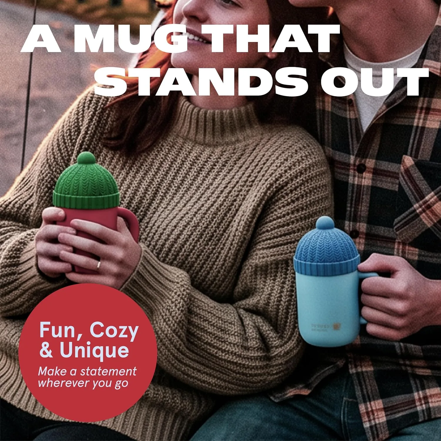 asobu Happy Hat Mug – 12 oz Double-Walled Stainless Steel Insulated Cup with Beanie-Shaped Lid – Ceramic Inner Coating – Spill-Proof and Ergonomic Design for Home and Travel (Red)