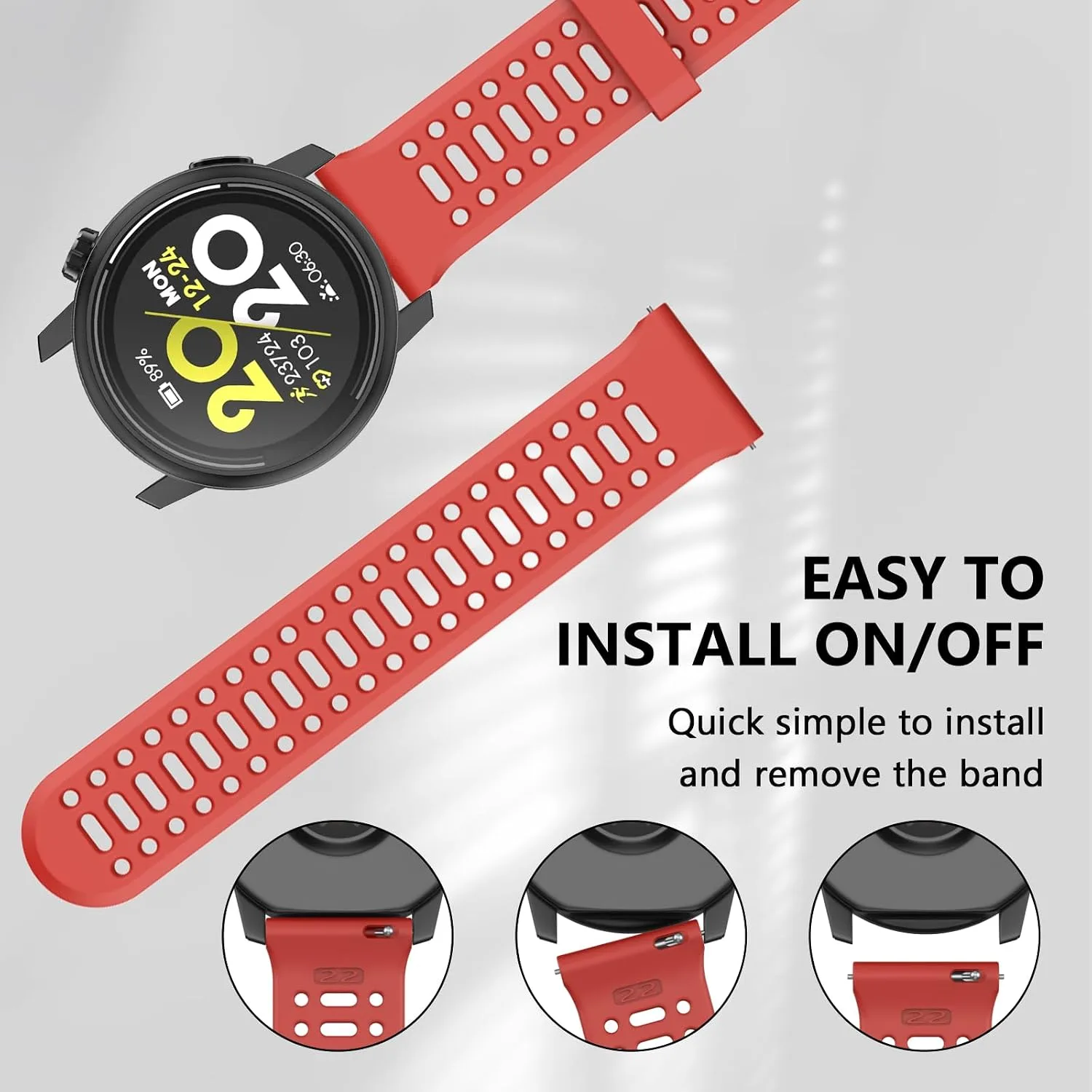 Compatible with COROS Pace 3 Watch Band, 22mm Quick Release Sports Silicone Watch Band Breathable Wristband Strap Women Men Strap for COROS APEX 2 Pro/APEX 46mm/APEX Pro