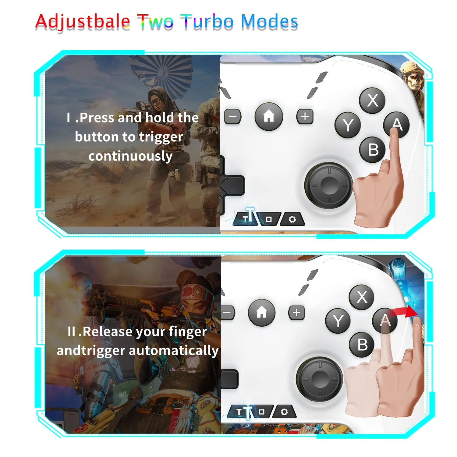 Bluetooth Controller for Switch/Mac/PC/Steam/Mobile Phone/iOS/Android//TV/iPad/Table/Apple Arcade MFi Games, switch pro controller wireless with Adjustable Dual Motion,Turbo,Macros,6-Axis,Wake Up for Black Myth: Wukong (Black) (Purple) (White Black with clip)