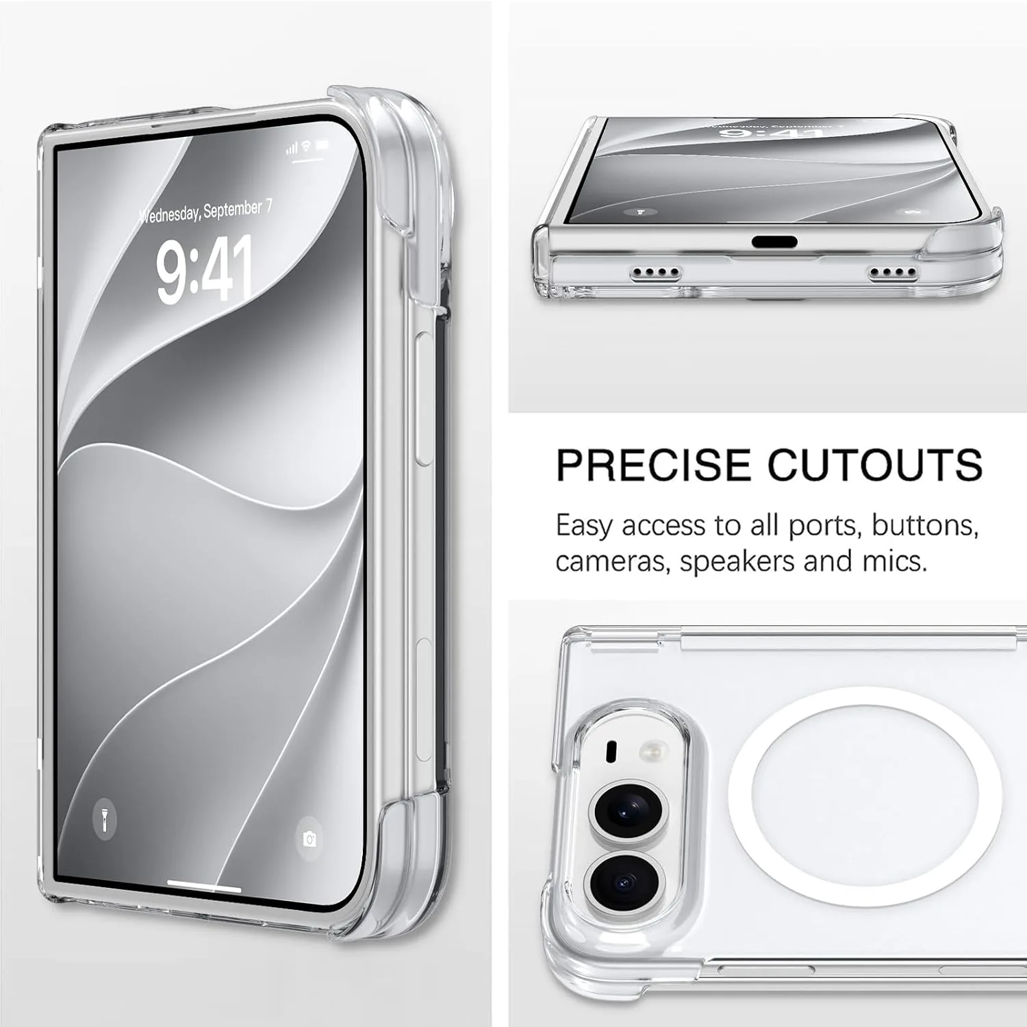 tharlet Magnetic Case Fit for iPhone Duo, Anti Yellowing, Clear