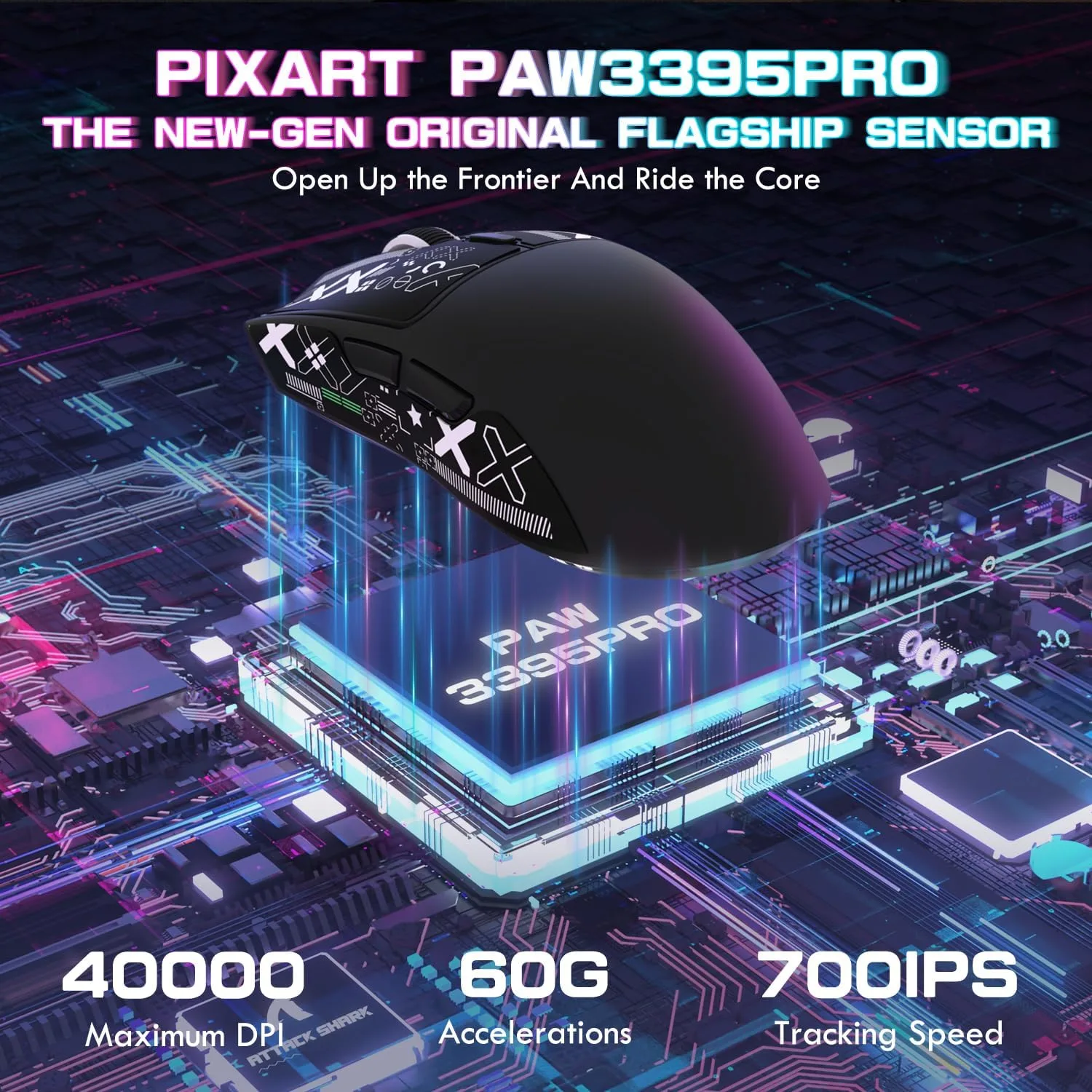 ATTACK SHARK X1 Ultralight Tri Mode Wireless 40000 DPI Gaming Mouse-Black
