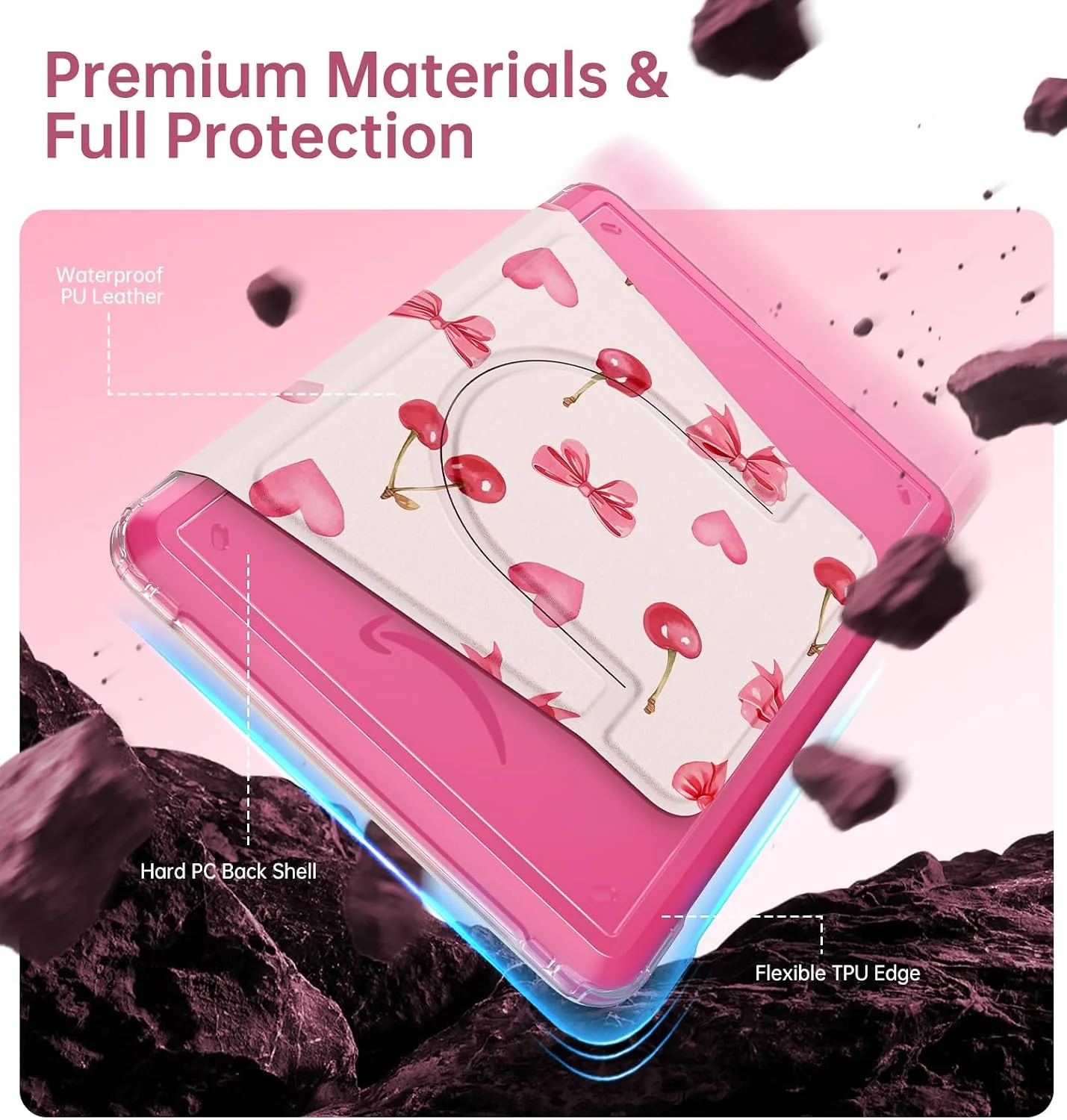 MoKo 360°Rotating Detachable Case for 7" eBook Reader, Cherry Bow