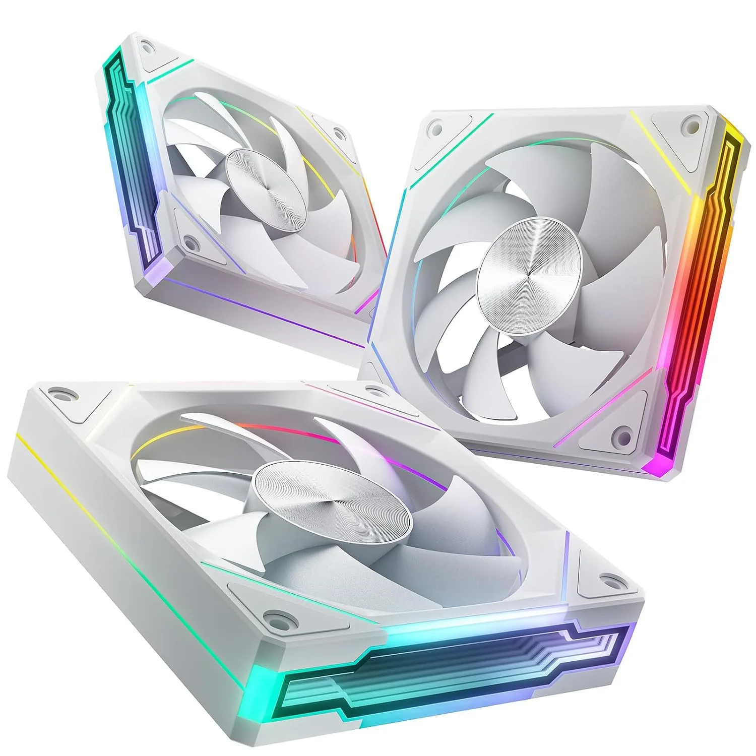 AsiaHorse AMICIPro 120mm ARGB PC Fans,Ultra-Quiet Operation <30dB, 1800 RPM HDB Bearings, 12 LED Lights, Aura SYNC Compatible for Enhanced Cooling and Visuals (Non-Illuminated Blade)