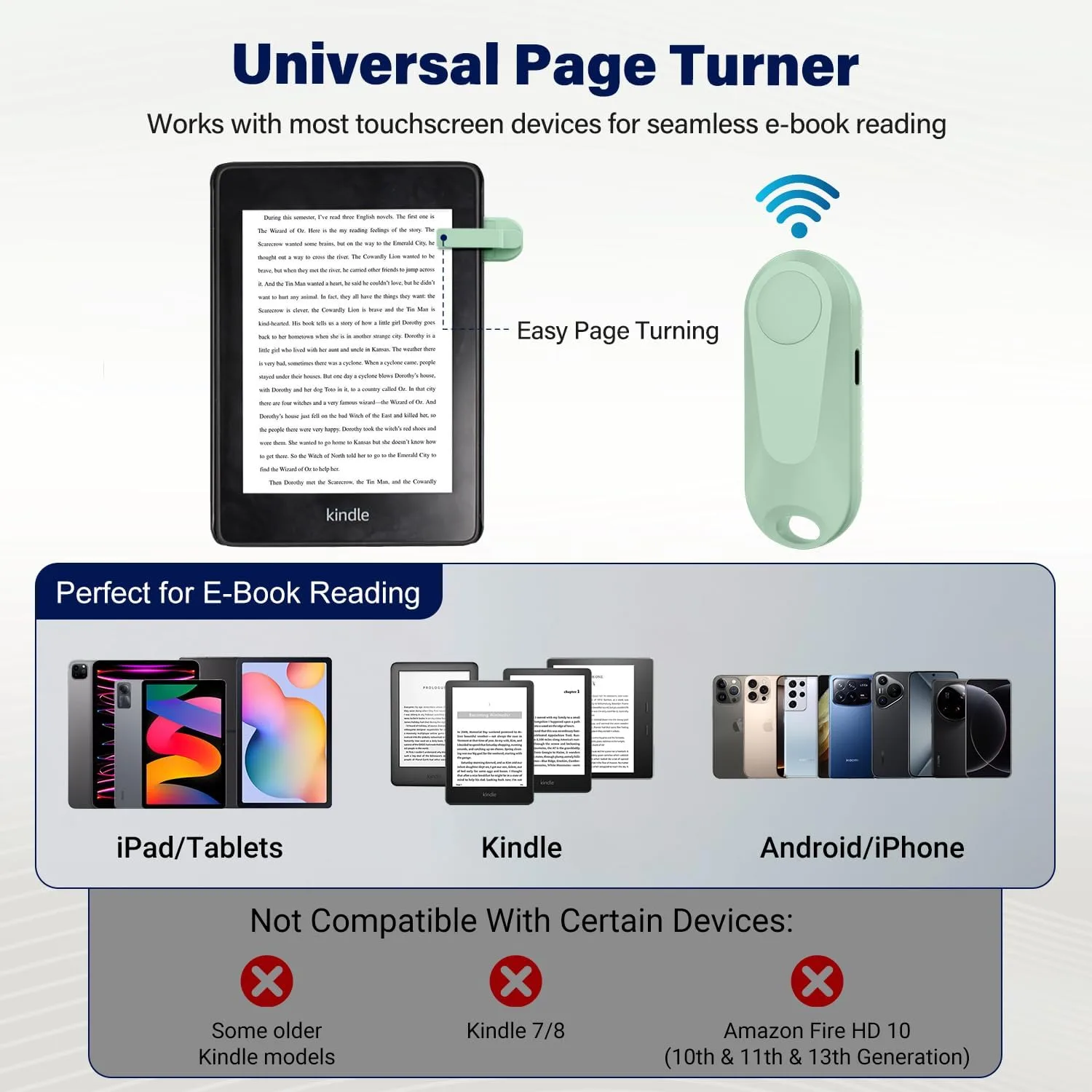 Page Turner for Kindle Remote Control for iPhone iPad Tablets eReaders