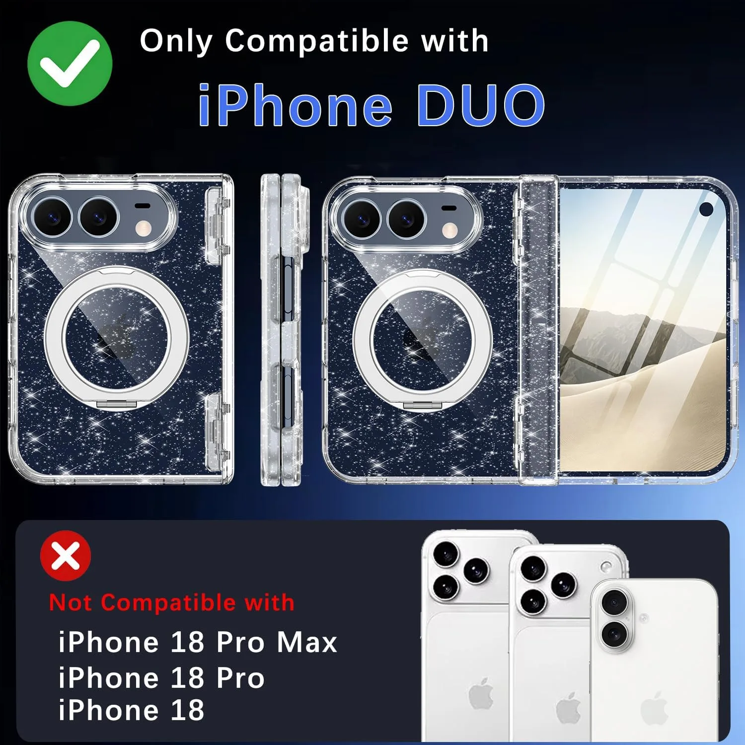 Casetego for iPhone Duo Case Magnetic,with Screen Protector,Hot Glitter