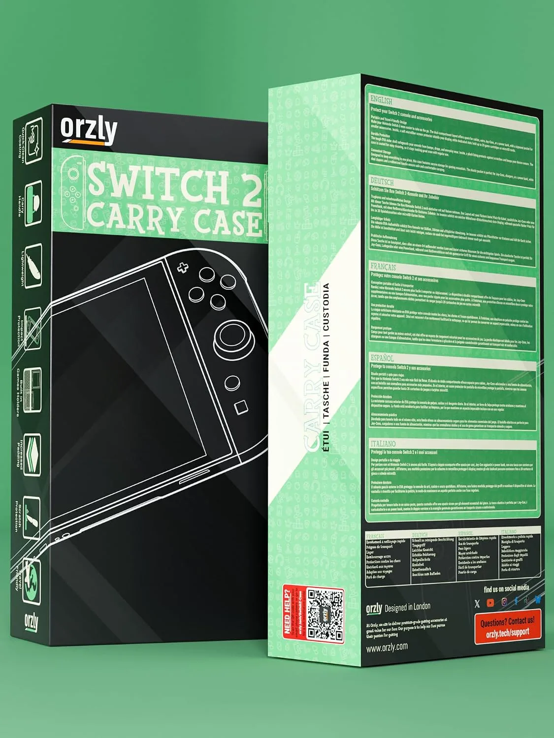 Orzly Case Compatible with Nintendo Switch 2 – Protective Travel Carry Case with Screen Padding, Game Card & microSD Slots, Zipped & Open Pockets for Accessories – 7.9" Gift Boxed
