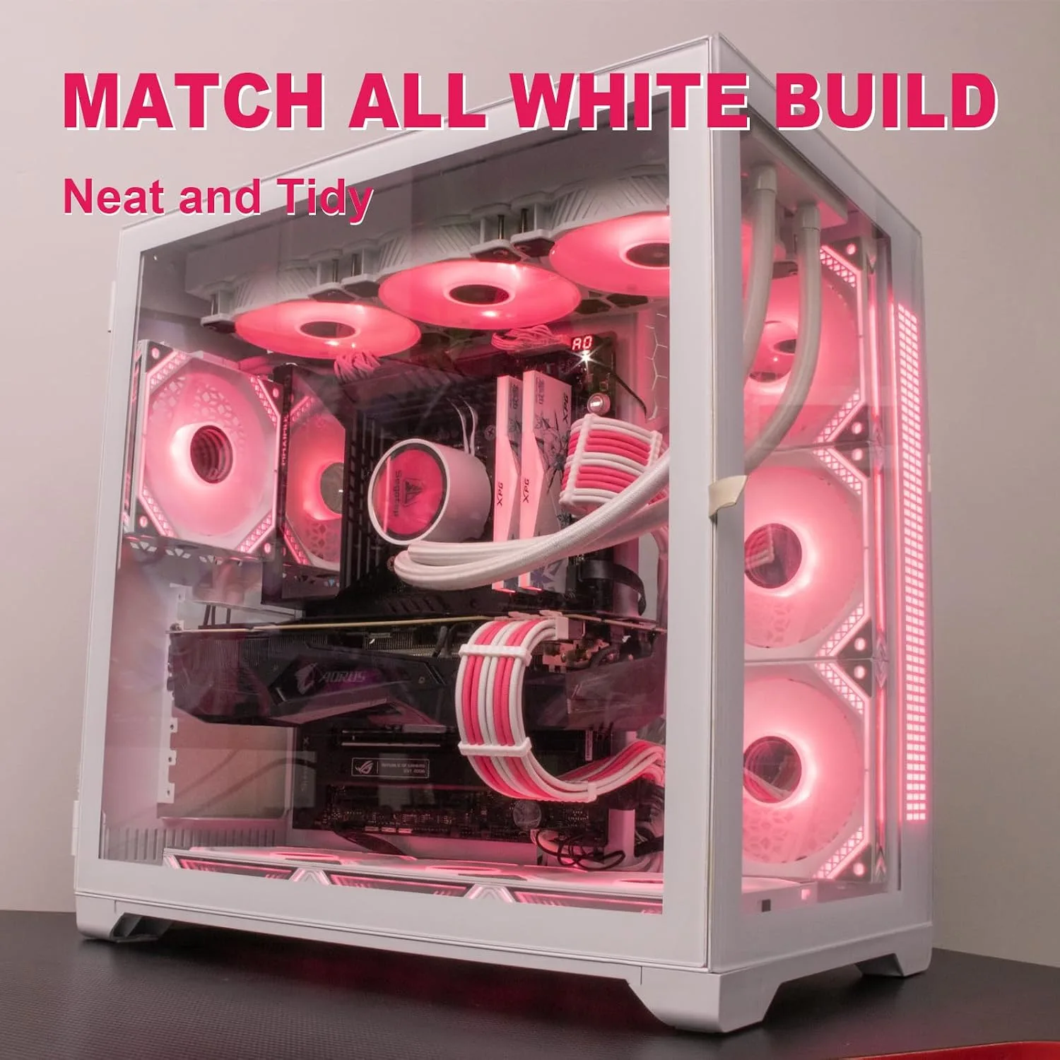 Sirlyr Pink/White 5PCS PSU Extesion Kit,24/8Pin,for Girl Pink Case