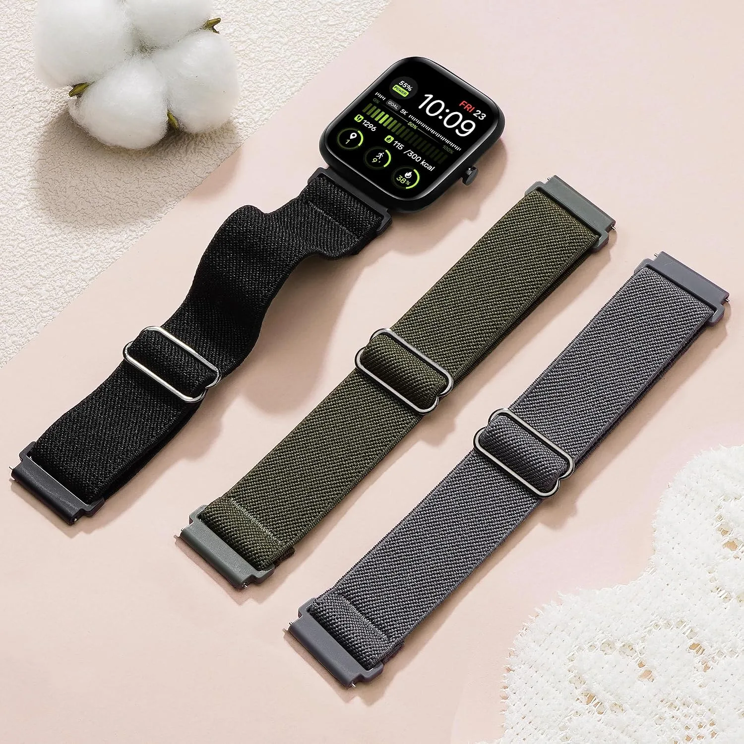 3 Pack Stretchy Nylon Bands for IDW13,IDW16,IDW19 Smartwatch Bands, 22mm Elastic Straps for Fitpolo IDW13/Woneligo W13/FITVII HM57, TOOBUR/ENOMIR/MILOUZ/Gydom/Faweio/Amzhero/Tensky IDW19 Smart Watch for Women Men