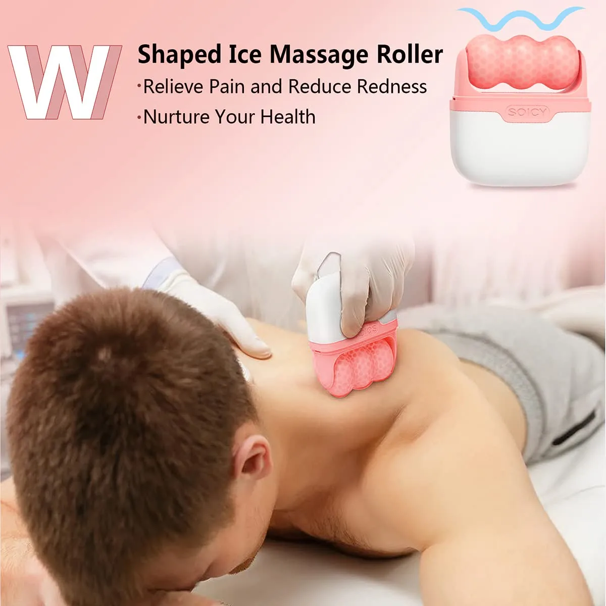 Ice Roller Double Ended, Ice Roller for Face & Eye Puffiness Relief, Ice Face Roller Massager for Migraine Pain, 2 in 1 Facial Ice Roller Skin Care Tool for Whole Body Minor Injury Cold Compress