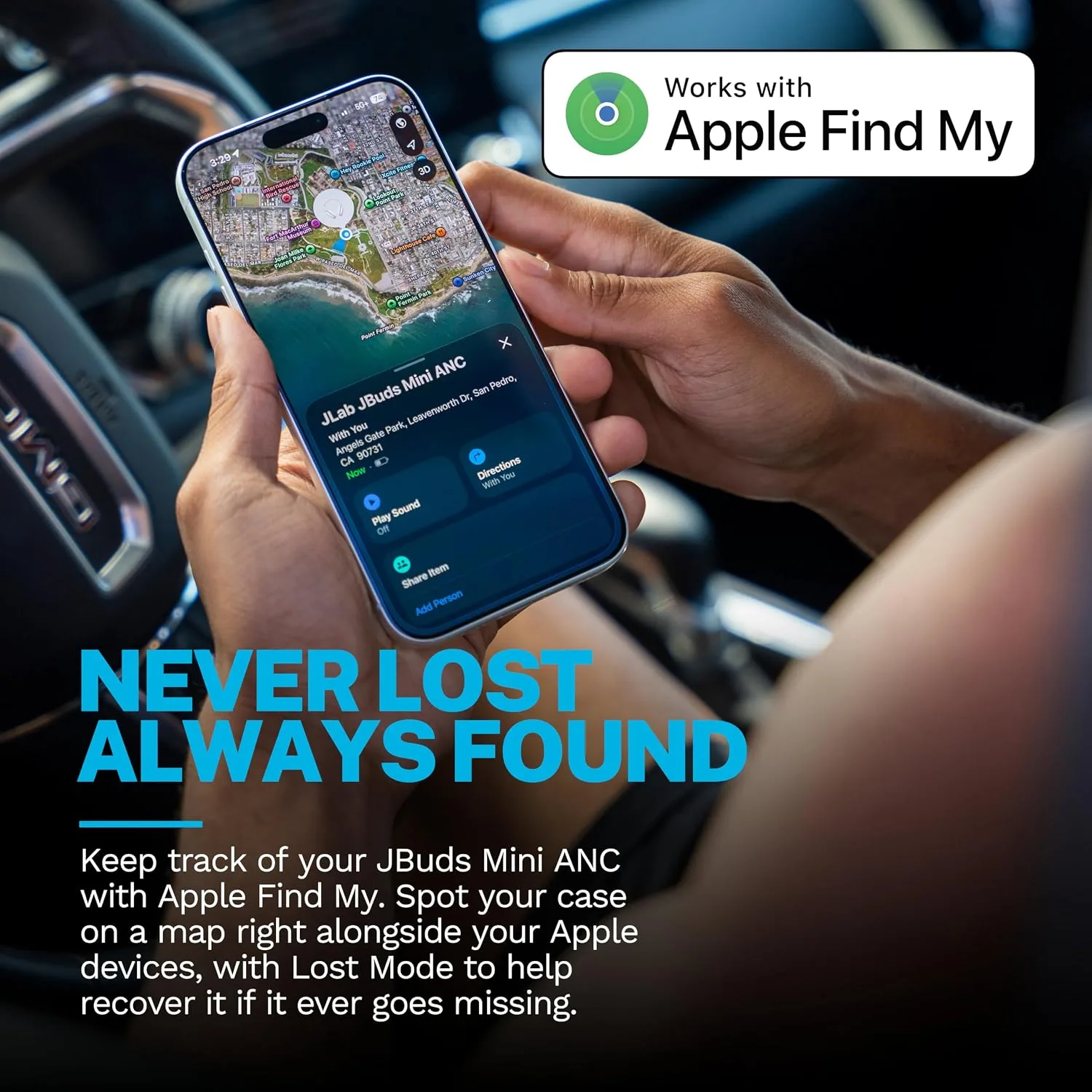 JLab JBuds Mini ANC Jelle True Wireless Bluetooth Earbuds with Apple Find My, Pearl Next Door