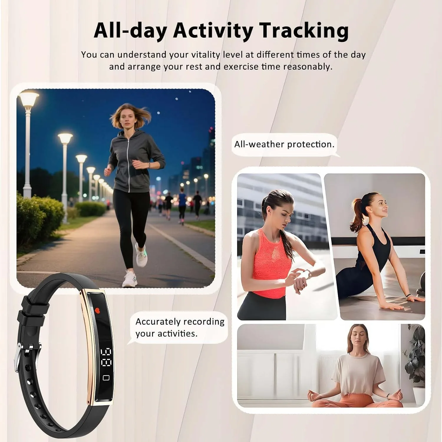 Fitness Health/Calorie Tracker with 2 Bands, Sleep Detection Bracelet