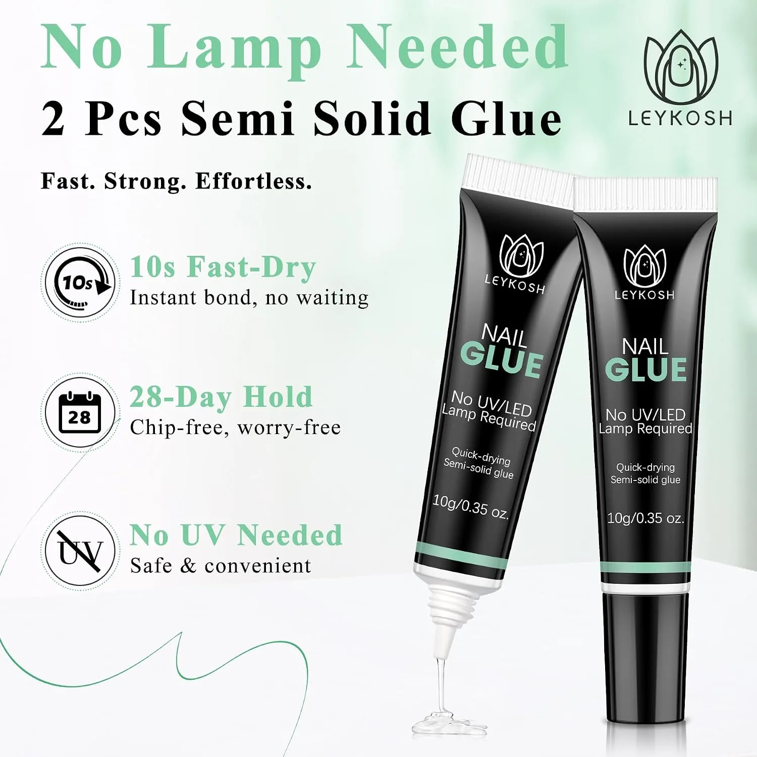 Leykosh Super Strong Nail Glue for Press Ons, Semi Solid, No UV Lamp Needed