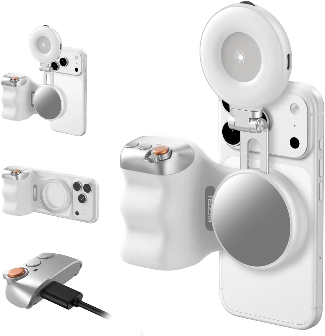 TELESIN Magnetic Phone Camera Grip with C03 Magnetic Selfie Light Kit