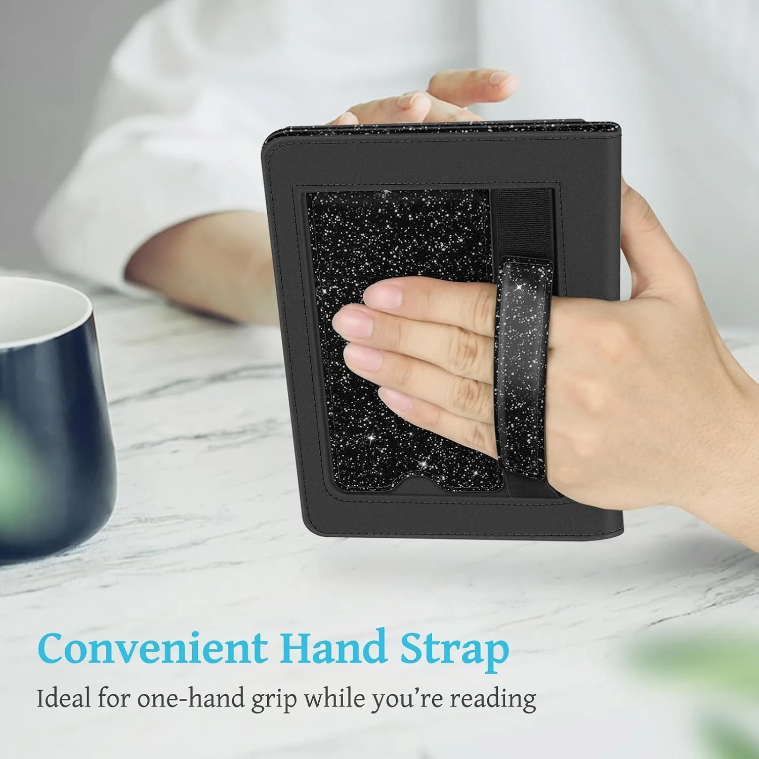 Fintie Stand Case for 6" Kindle 11th Generation 2024/2022, Black Glitter