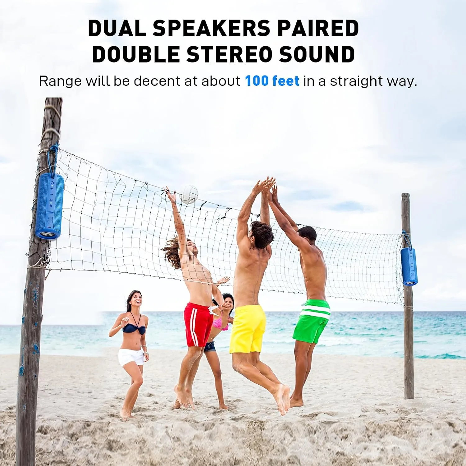 MIATONE Boombox Outdoor Portable Bluetooth Speakers Wireless Speaker Waterproof - Blue