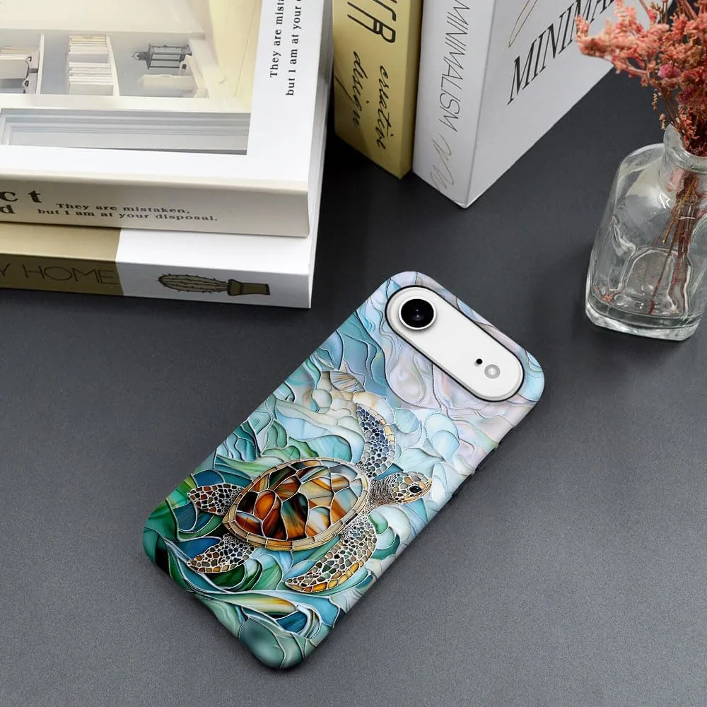 Case Compatible with iPhone 17 Air,Fall Prevention Hybrid 2-Layer Hard Shell Phone Cover for Girls Boys,Oceans Turtle Sea