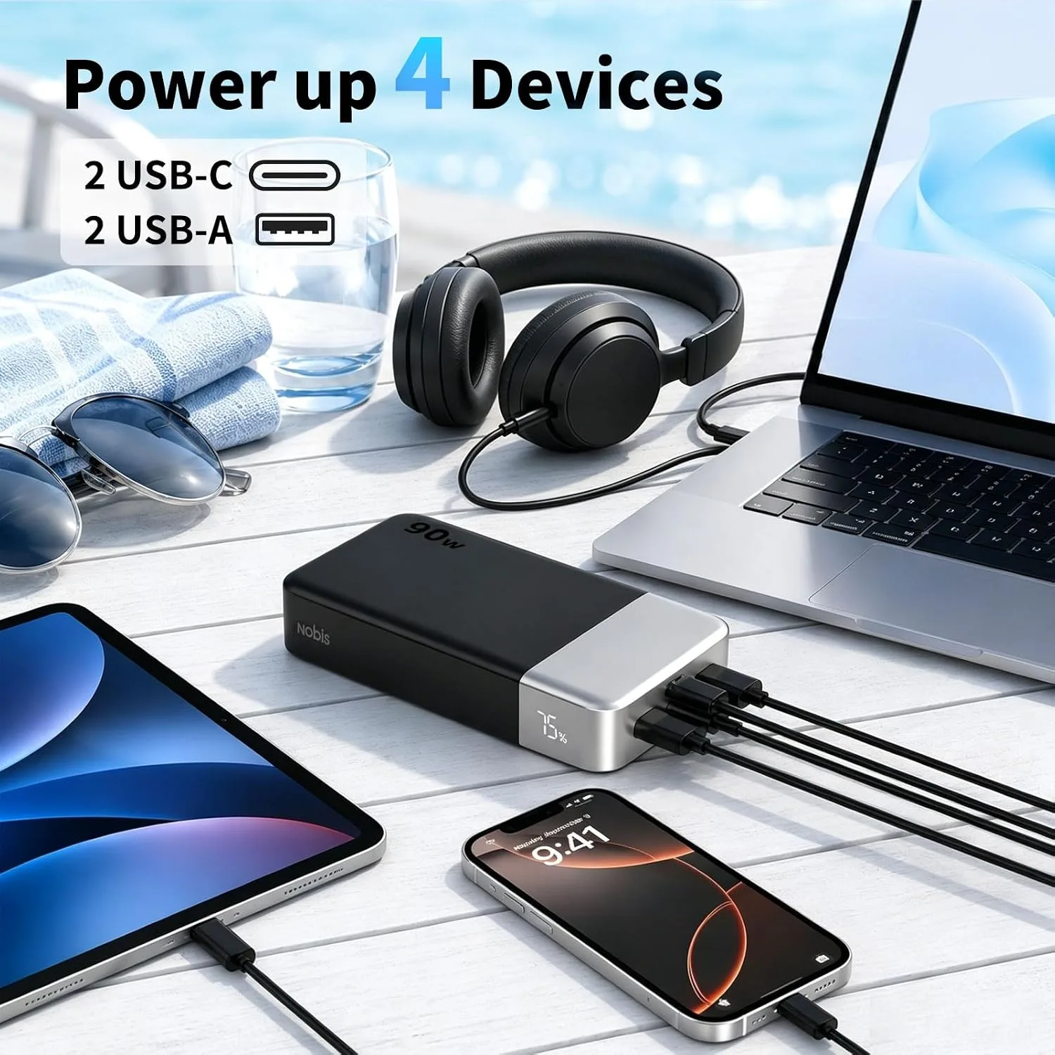 NOBIS 90W Portable Charger 20000mAh Laptop Power Bank Fast Charging