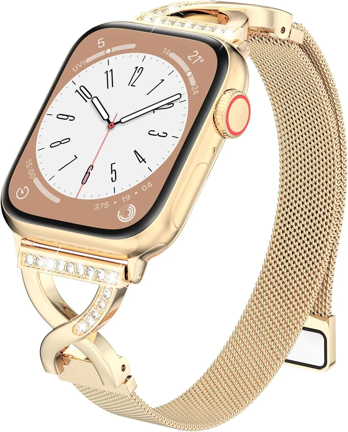 Thin Mesh Loop with X-Shape Clasp Compatible with Apple Watch Bands Women
