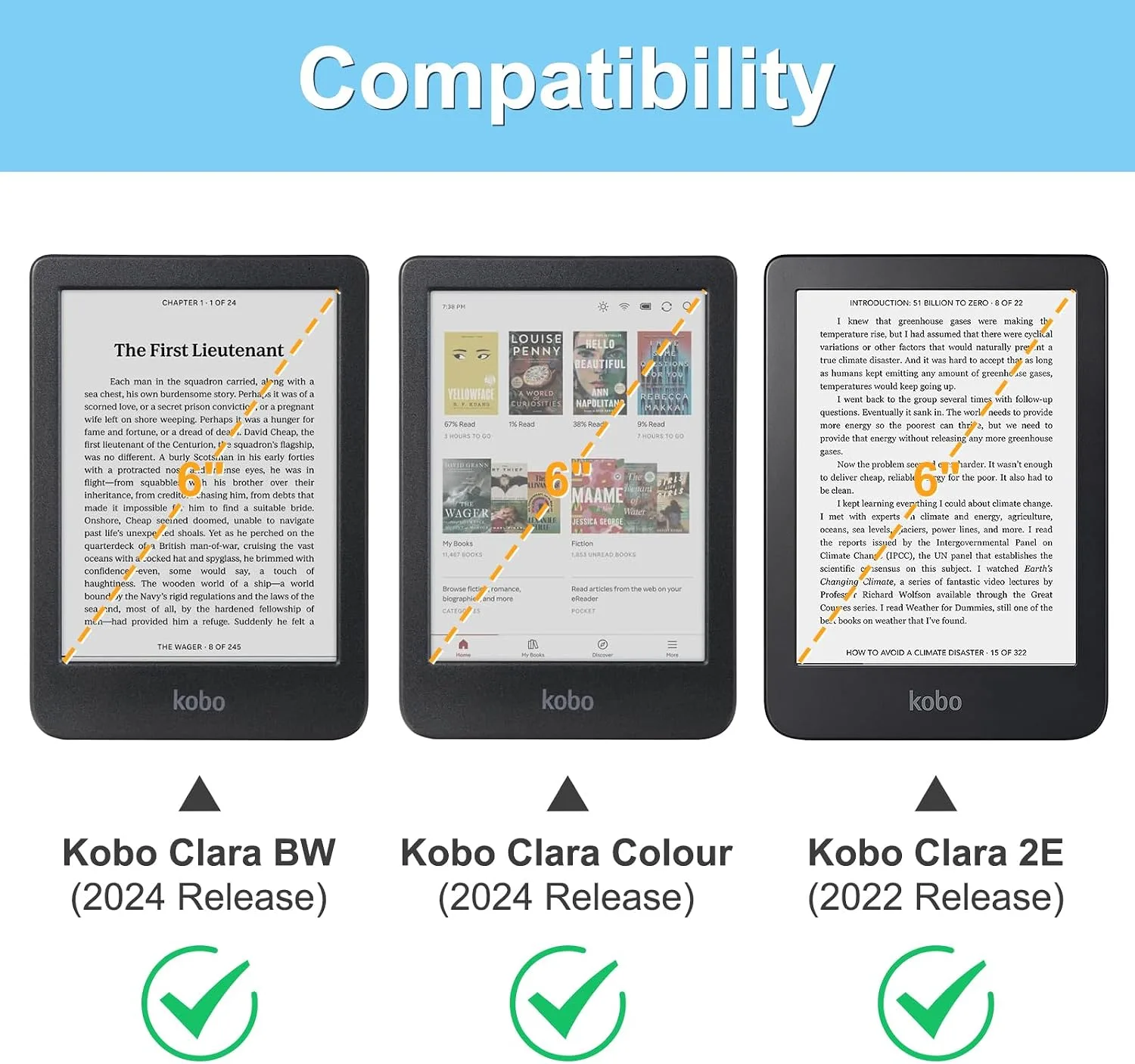 Fintie Stand Case for 6" Kobo Clara Colour/Kobo Clara BW/2E, Black