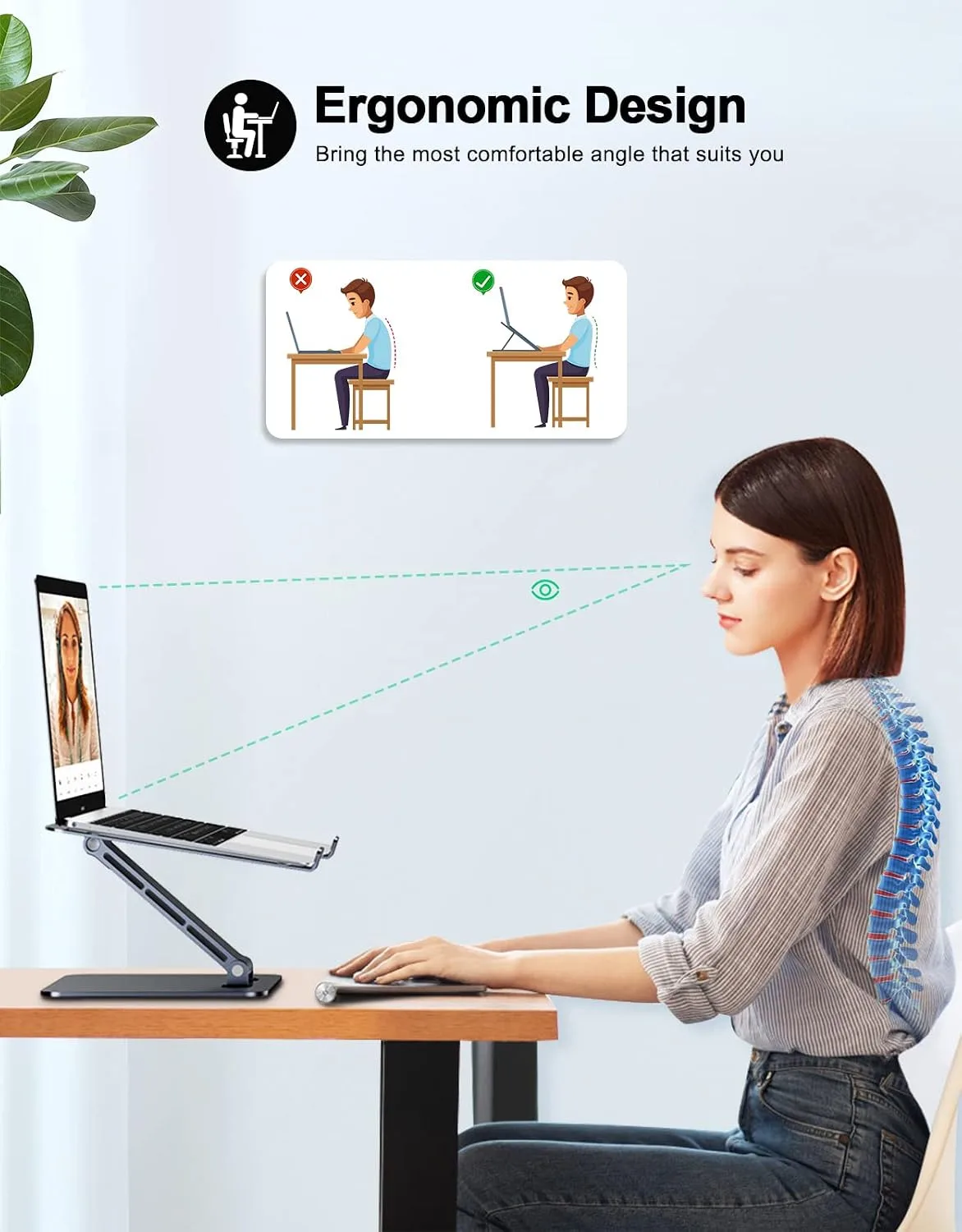 RIWUCT Aluminum Alloy Laptop Stand for Desk, Foldable Laptop Riser Holder