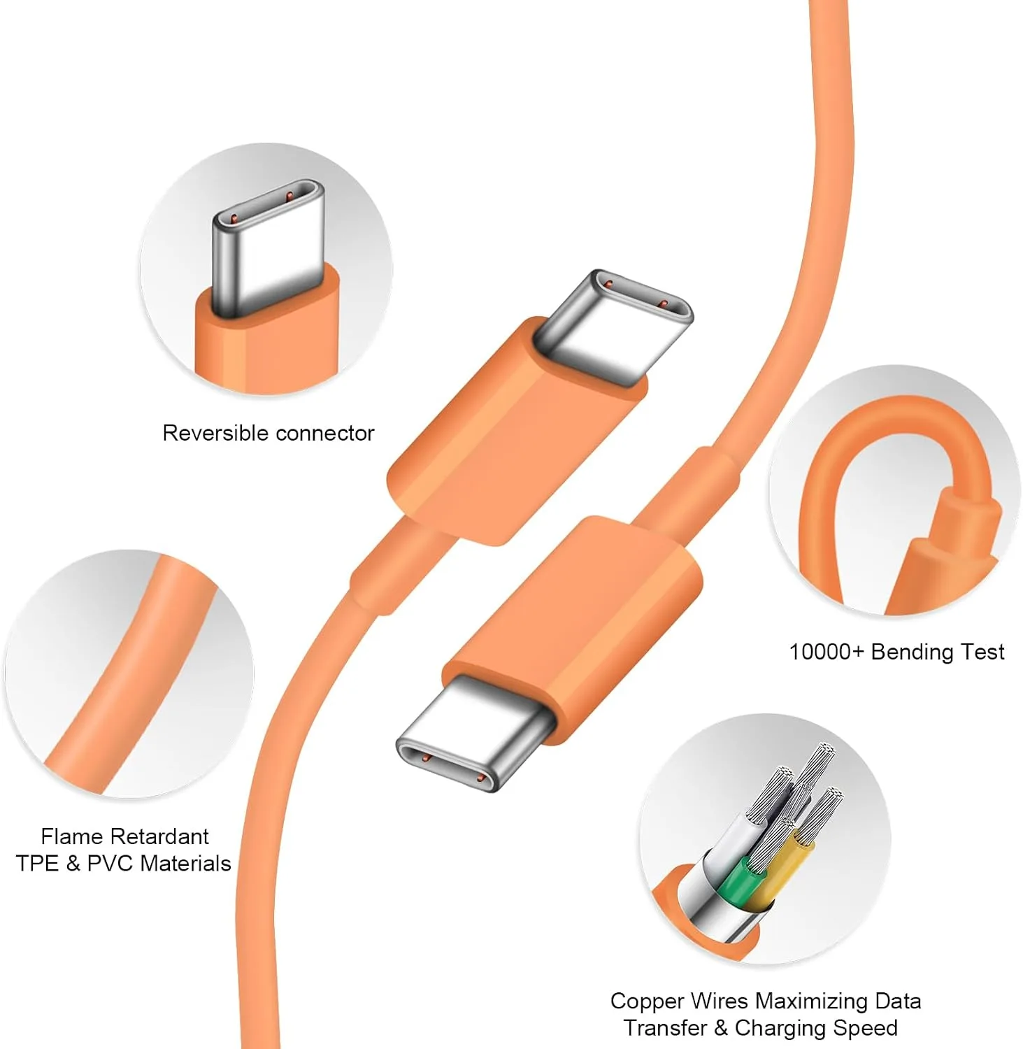 iPhone Duo Charger,iPhone 18 17 16 15 Charger Fast Charging 3+3Pack -Orange