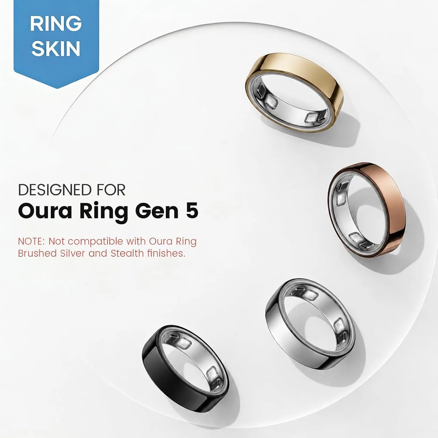 15 Pack Clear Ring Cover Compatible with Oura Ring 5, TPU Skin Protector