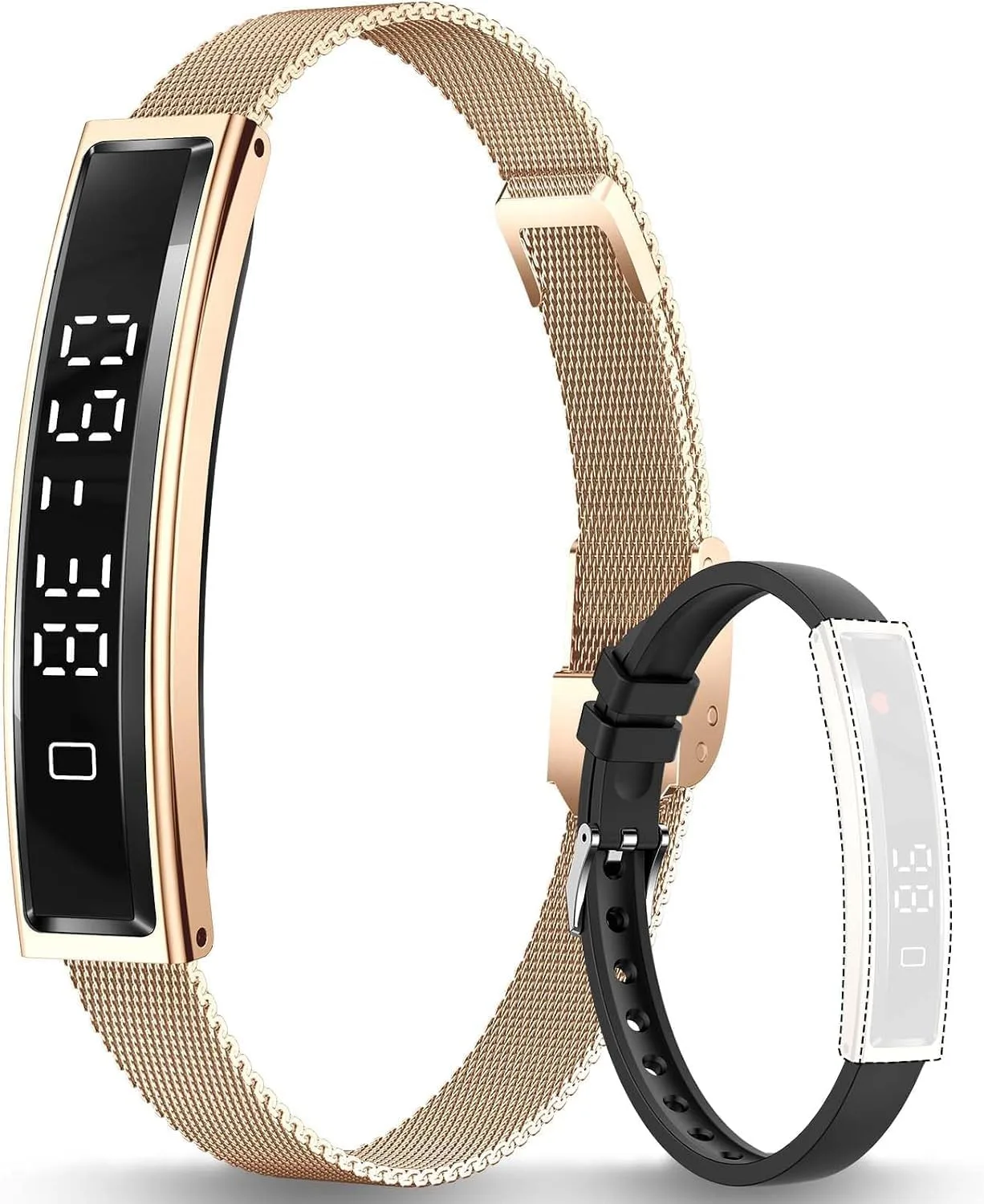 Fitness Health/Calorie Tracker with 2 Bands, Sleep Detection Bracelet
