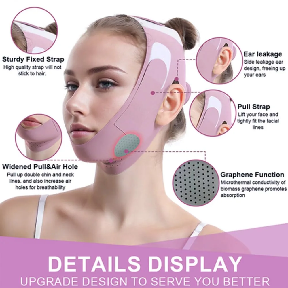 ROWMATE Graphene V-Line Mask Chin Up Mask V Shaped Face Mask Chin Strap for Sleeping,Jawline Shaper,Lilac,Medium