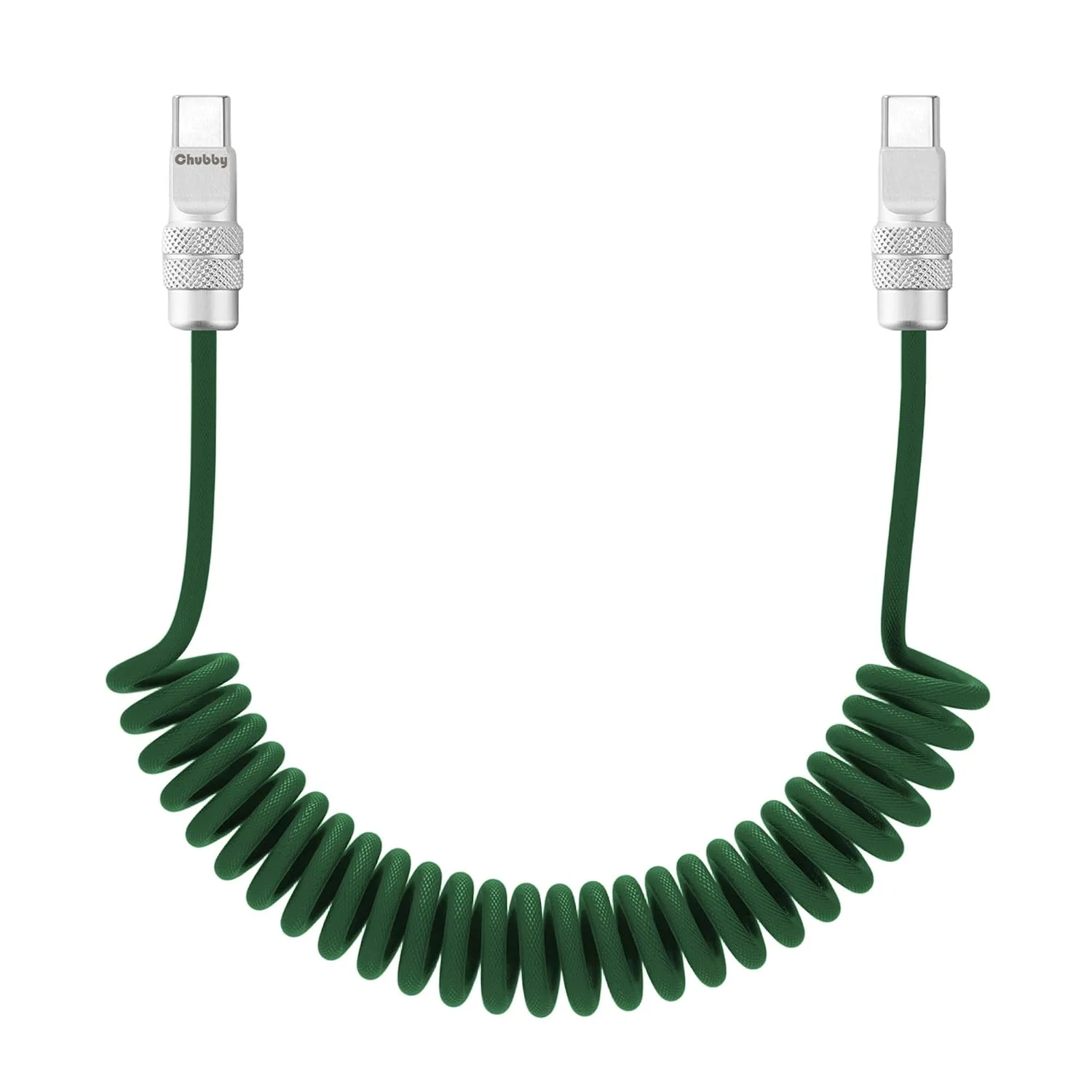 chubbycable USB C to C 240W Braided Coiled Charging Cable, Green, 6FT