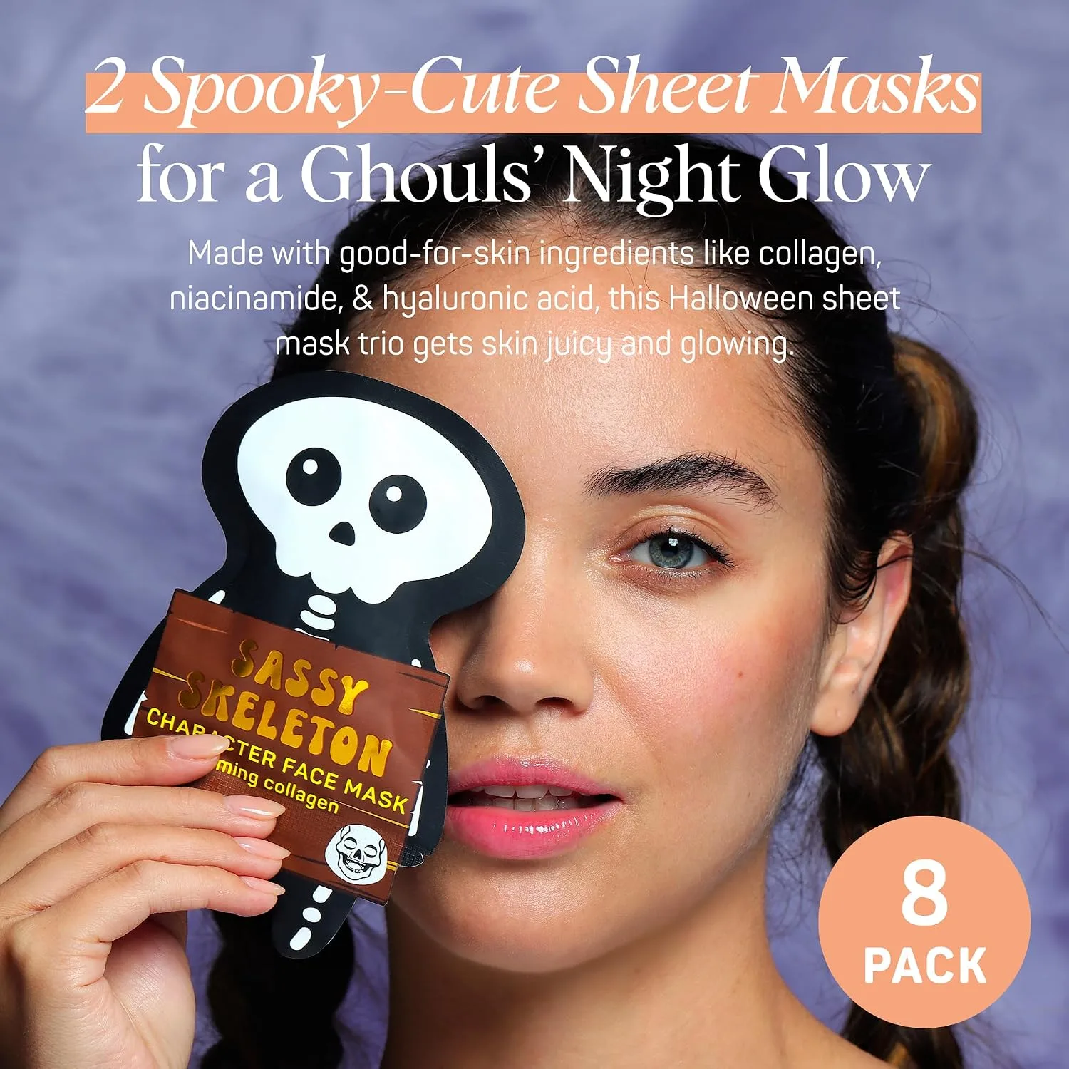 SpaLife Beauty Halloween Face Mask Hauntingly Chic Bundle | Korean Facial Masks | Boos Basket Ideas Face Mask Set | Halloween Gifts for Women & Teens | Facial Sheet Masks | 8 Pack