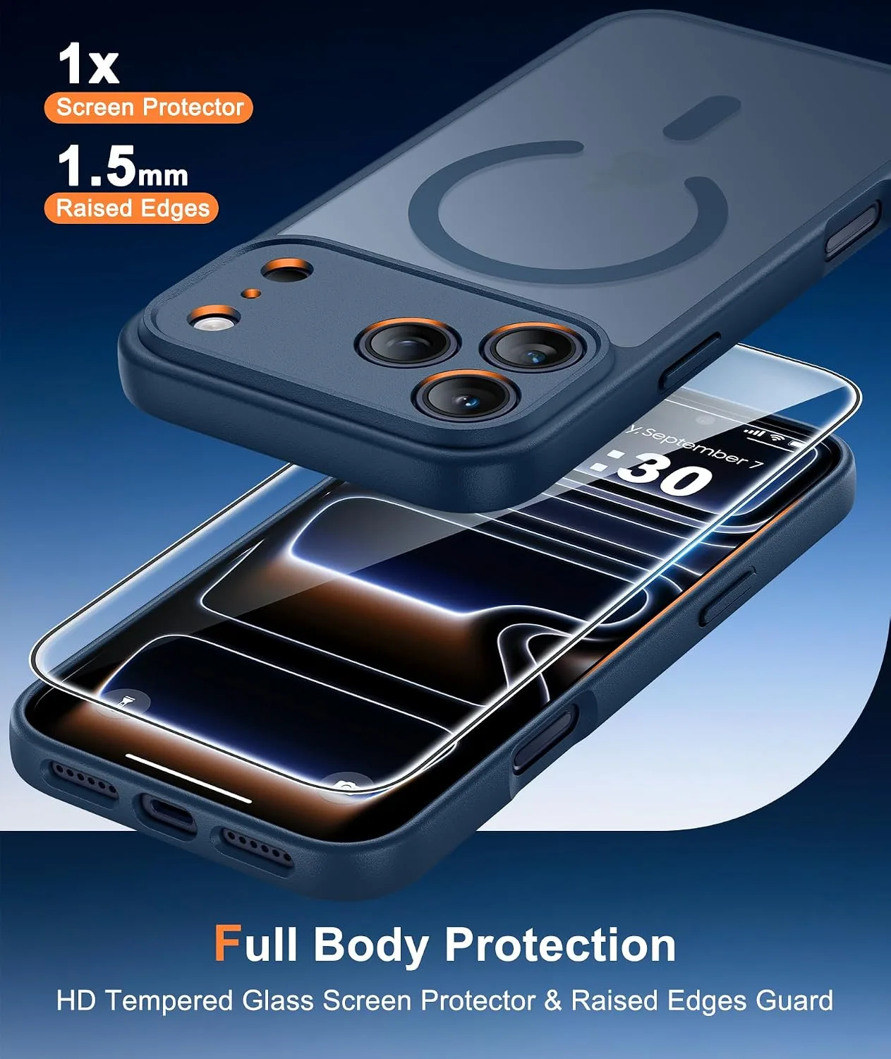 FNTCASE for iPhone 18 Pro Max / 17 Pro Max Case Fit for MagSafe Blue