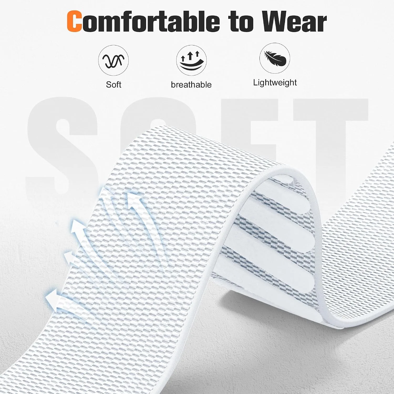 Getino Sport Band Compatible with Whoop 5.0 Bands One, Peak and Life/MG, Breathable Adjustable Elastic Replacement Soft Nylon Strap Accessories for Whoop Band 5.0 Fitness Tracker, White