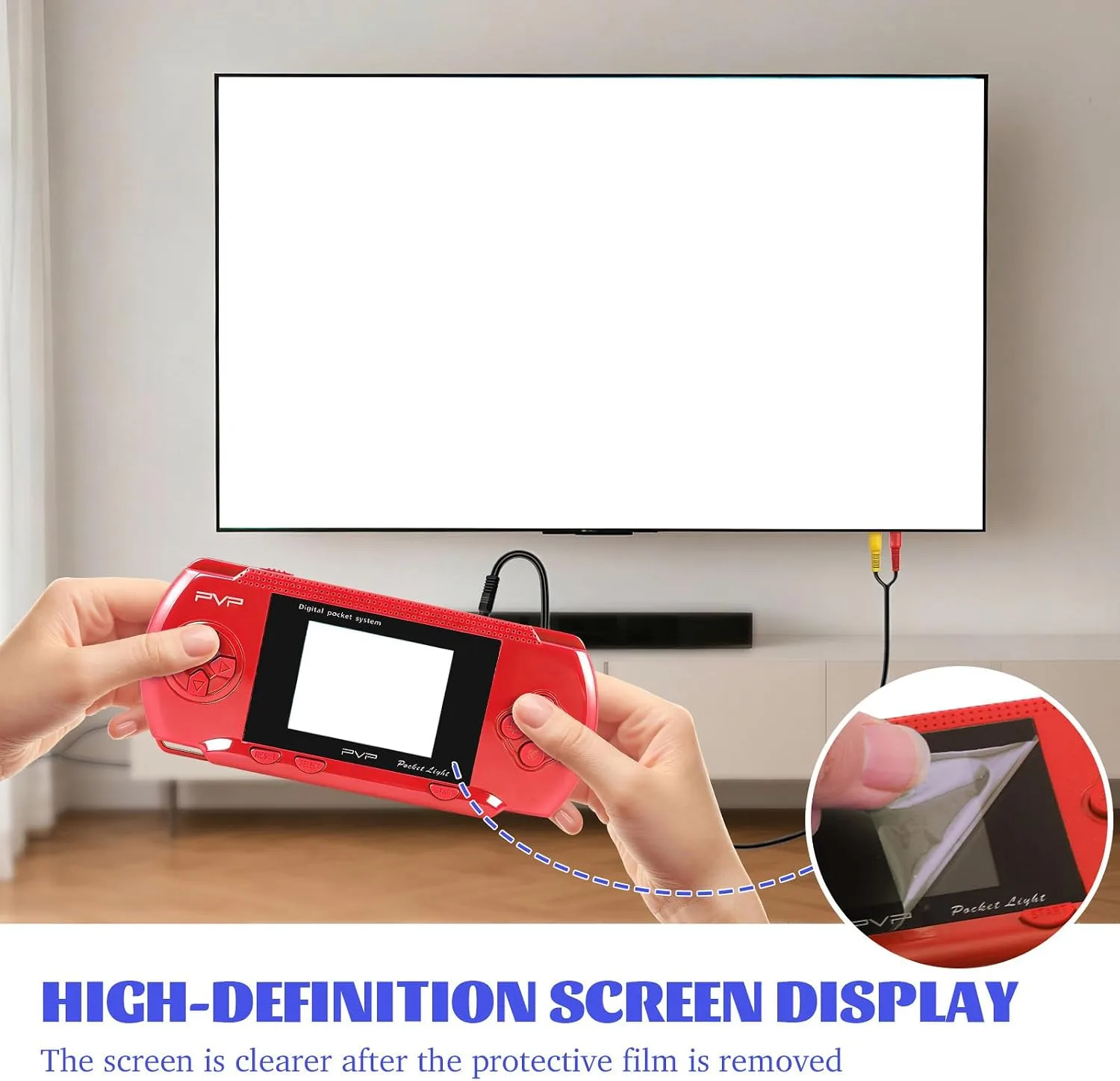 Red Handheld Game Console, 74 Built-in 8-Bit Games