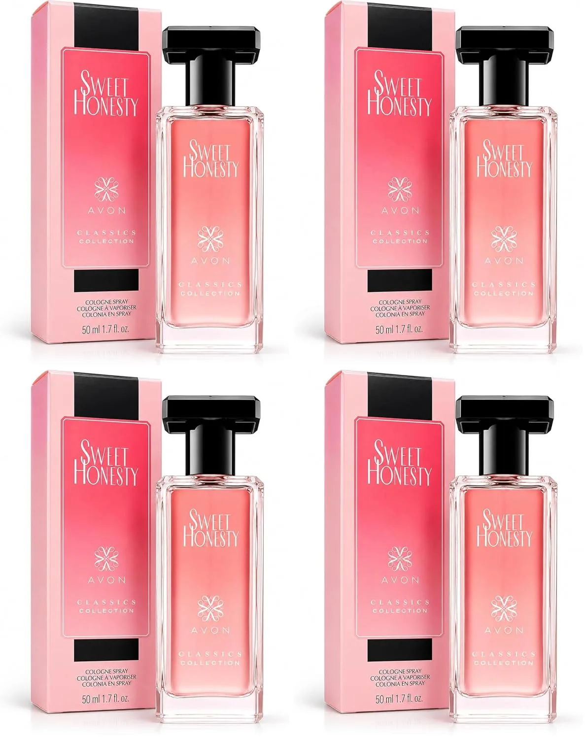 AVON Sweet Honesty Cologne for Women — Fresh Cedarwood Long Lasting Perfumes for Women — Clean Floral Women’s Fragrances with Rose and Lily, 1.7 fl oz — Designer Womens Perfume Gift (Pack of 4)