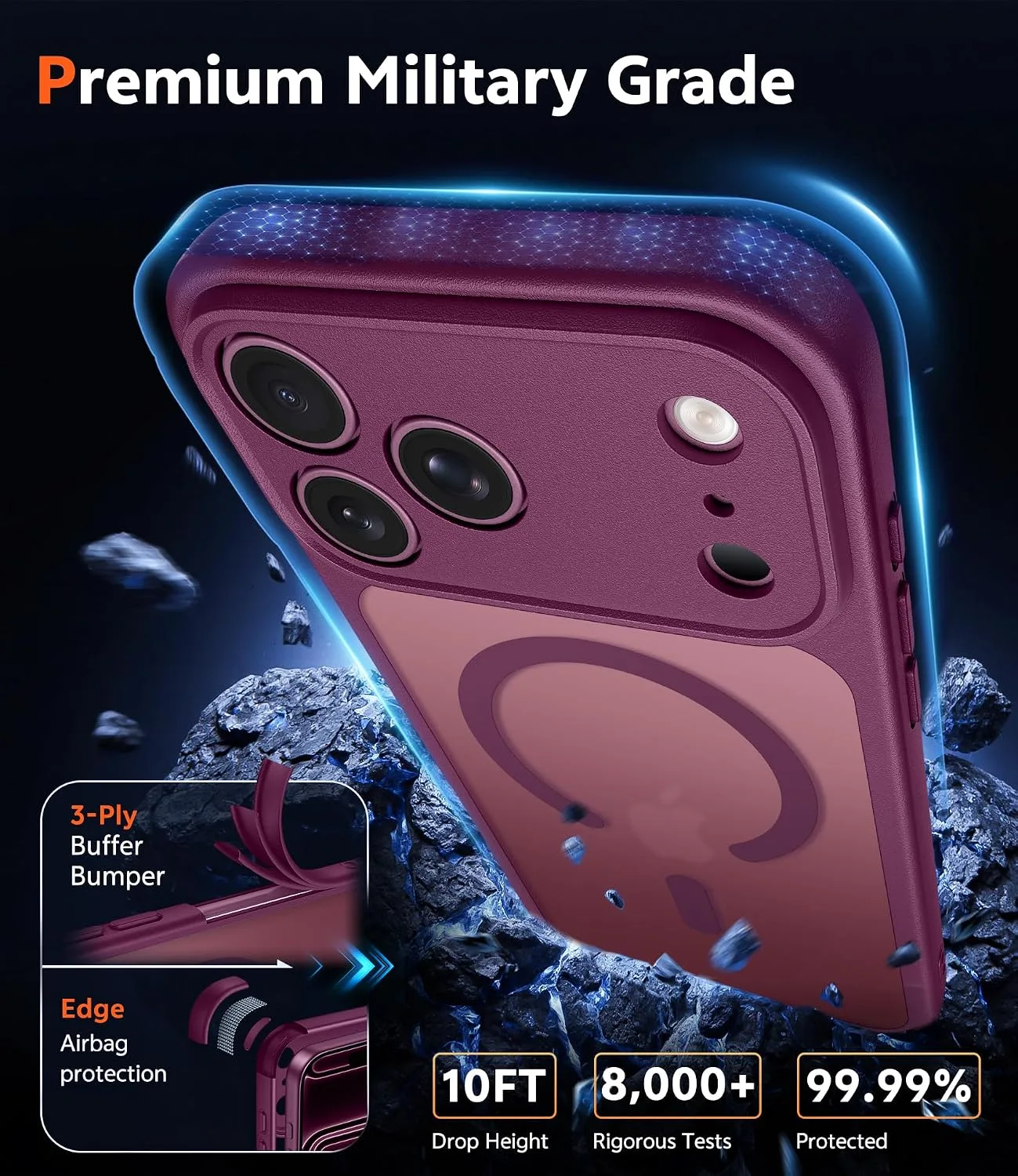 FNTCASE for iPhone 18 Pro Case / 17 Pro Case Matte with Screen Protector