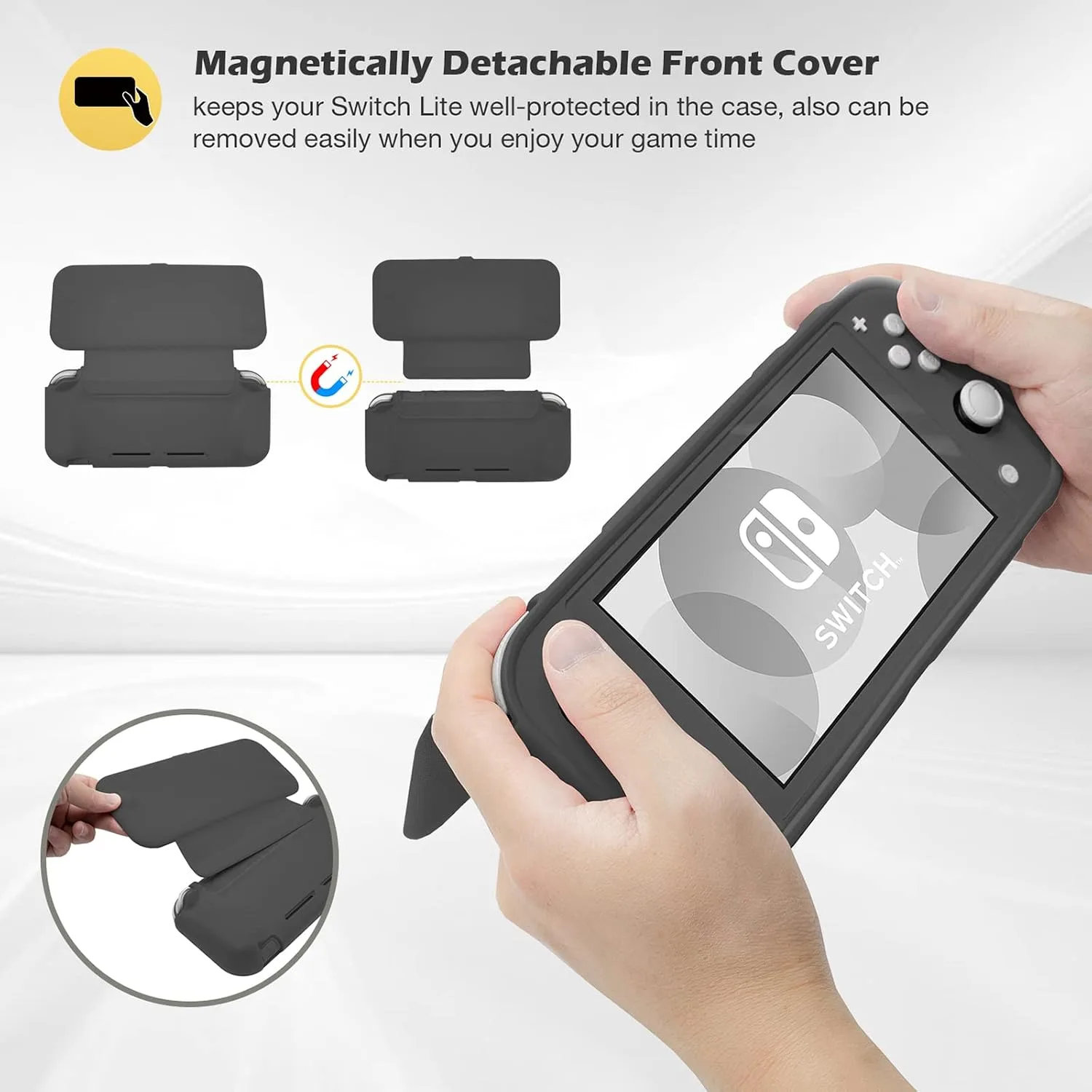 ProCase Flip Cover for Switch Lite with 2 Pack Screen Protectors, Grey