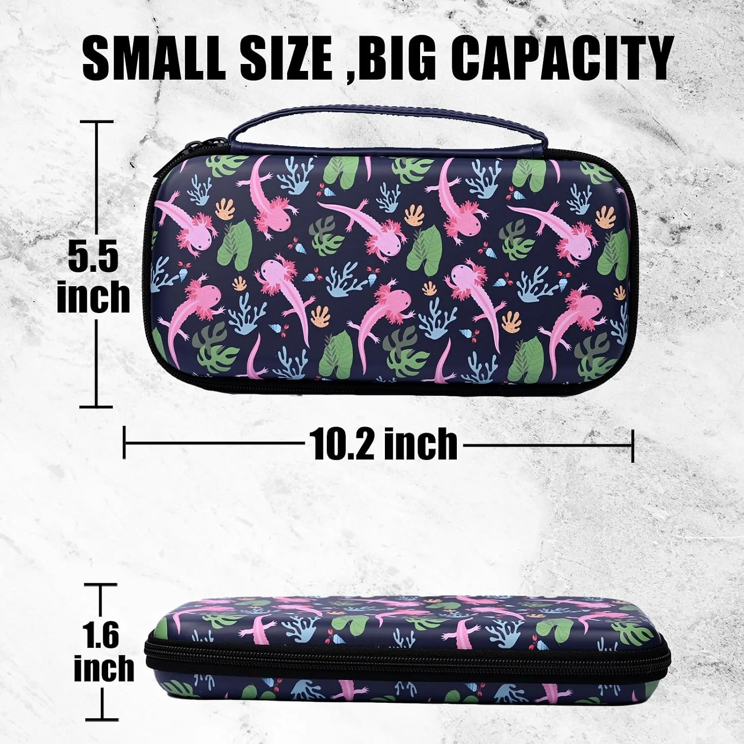 WtallasiSei Axolotl Carry Case Compatible With Nintendo Switch Lite And Switch Oled, Hard Portable Travel Storage Bag For Accessories Console