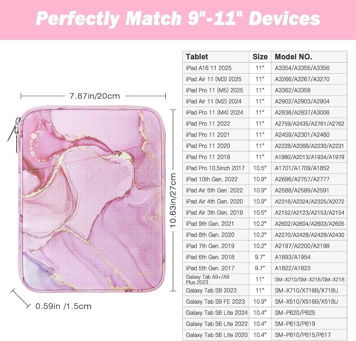 MoKo 9-11 Inch Tablet Sleeve Bag Carrying Case with Accessory Pocket