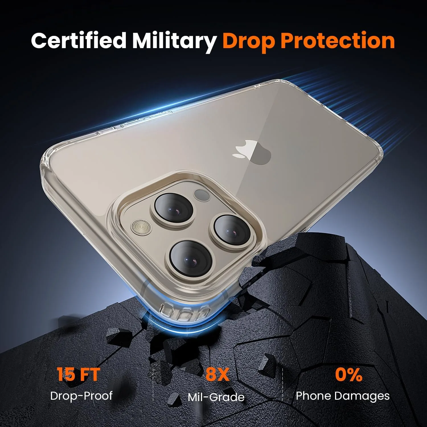 toushion 3 in 1 for iPhone 15 Pro Max Case Transparent