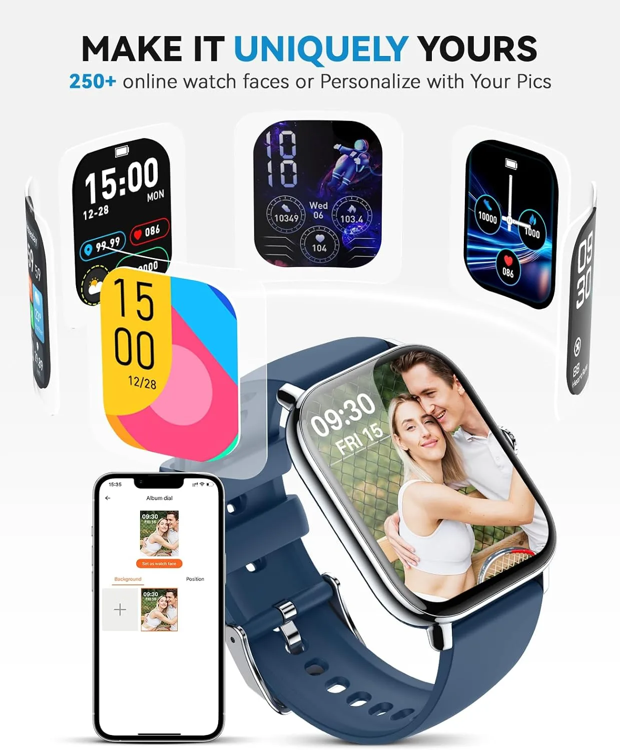 Smart Watch for Women Men- Answer/Make Call, 2025 IP68 Waterproof Fitness Step Sleep Tracker Watch with Monitor Activity Counter Smartwatch for Andriod iPhone iOS Samsung Compatible