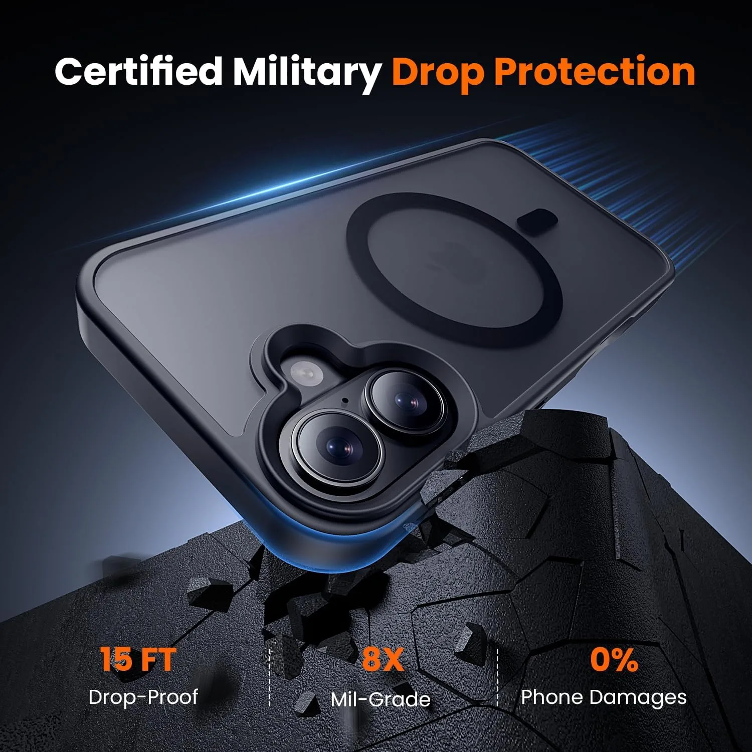 toushion 3 in 1 for iPhone 16 Case Matte Black