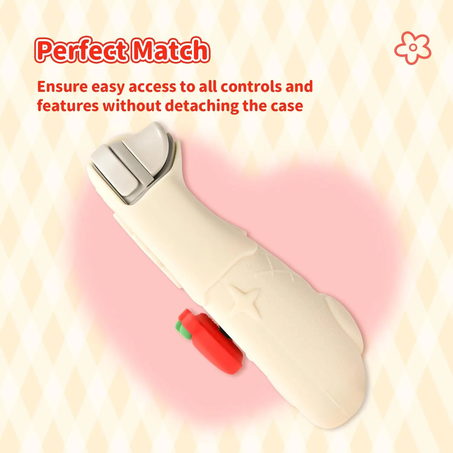 Kuitmor Switch Lite Protective Case,Soft Silicone Protective Shell,Anti-Scratch Protective Cover Case for Switch Lite with 2 Thumb Grip Caps（Beige Hello Kitty）